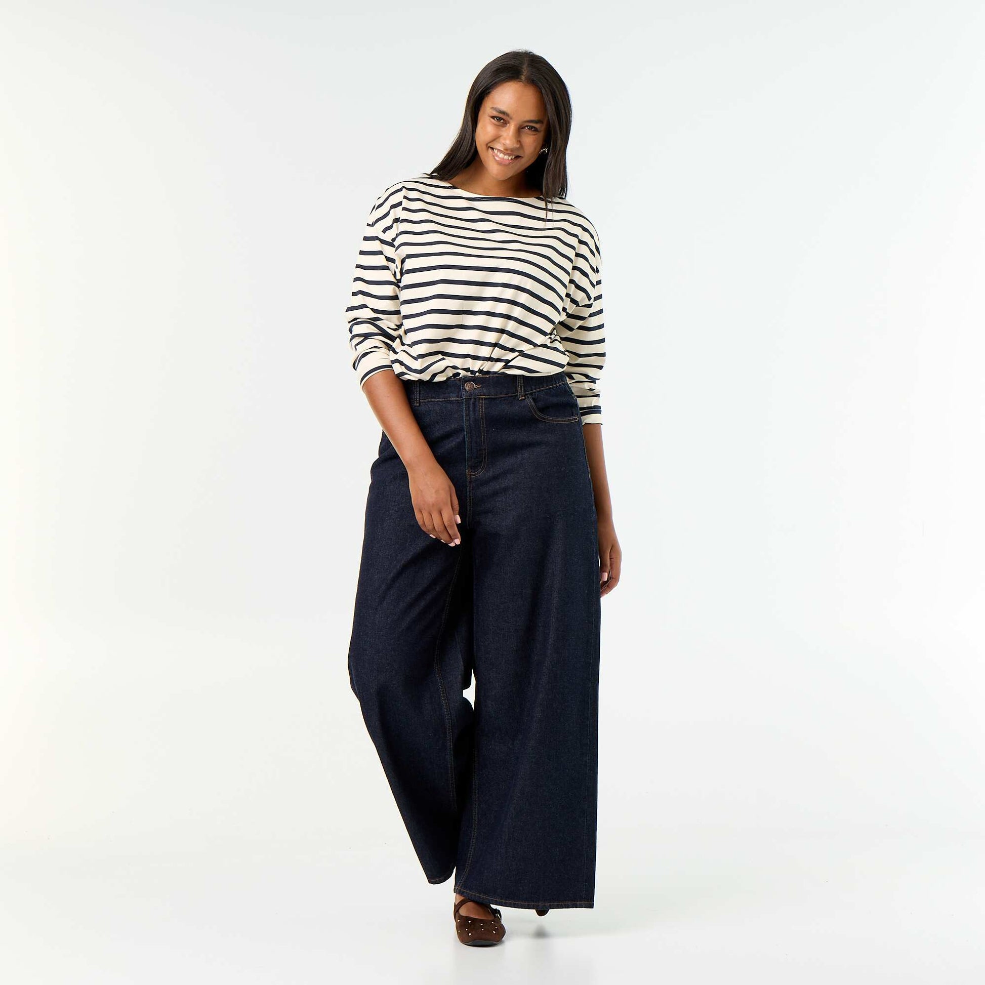 Striped Long-Sleeved Jersey T-shirt WHITE