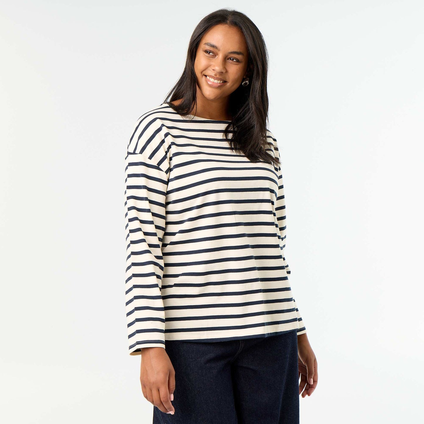 Striped Long-Sleeved Jersey T-shirt WHITE