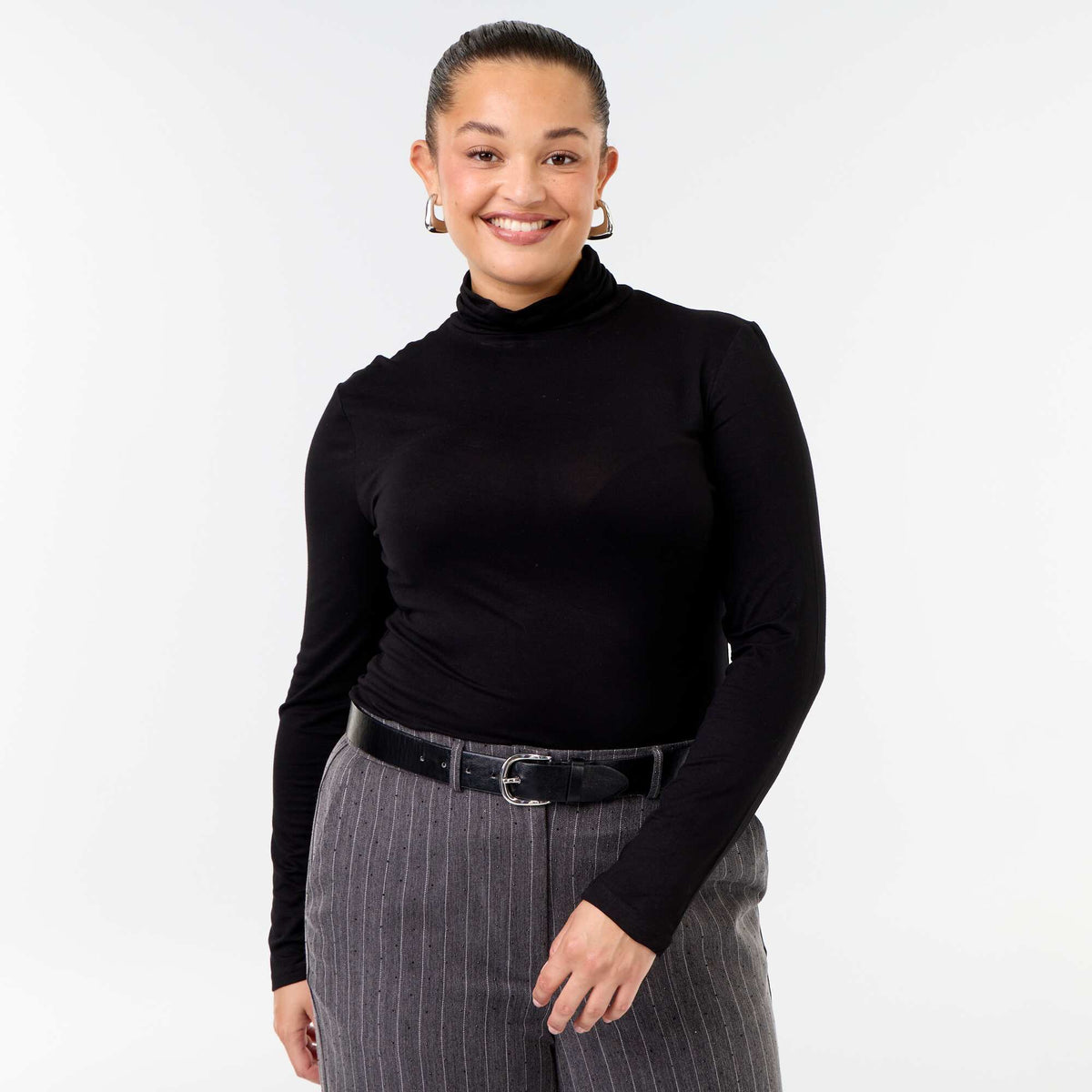 Solid Color Turtleneck BLACK