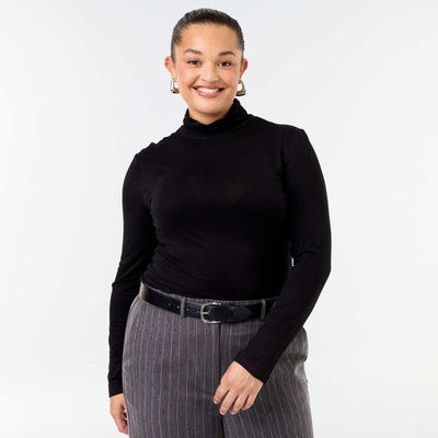 Solid Color Turtleneck BLACK