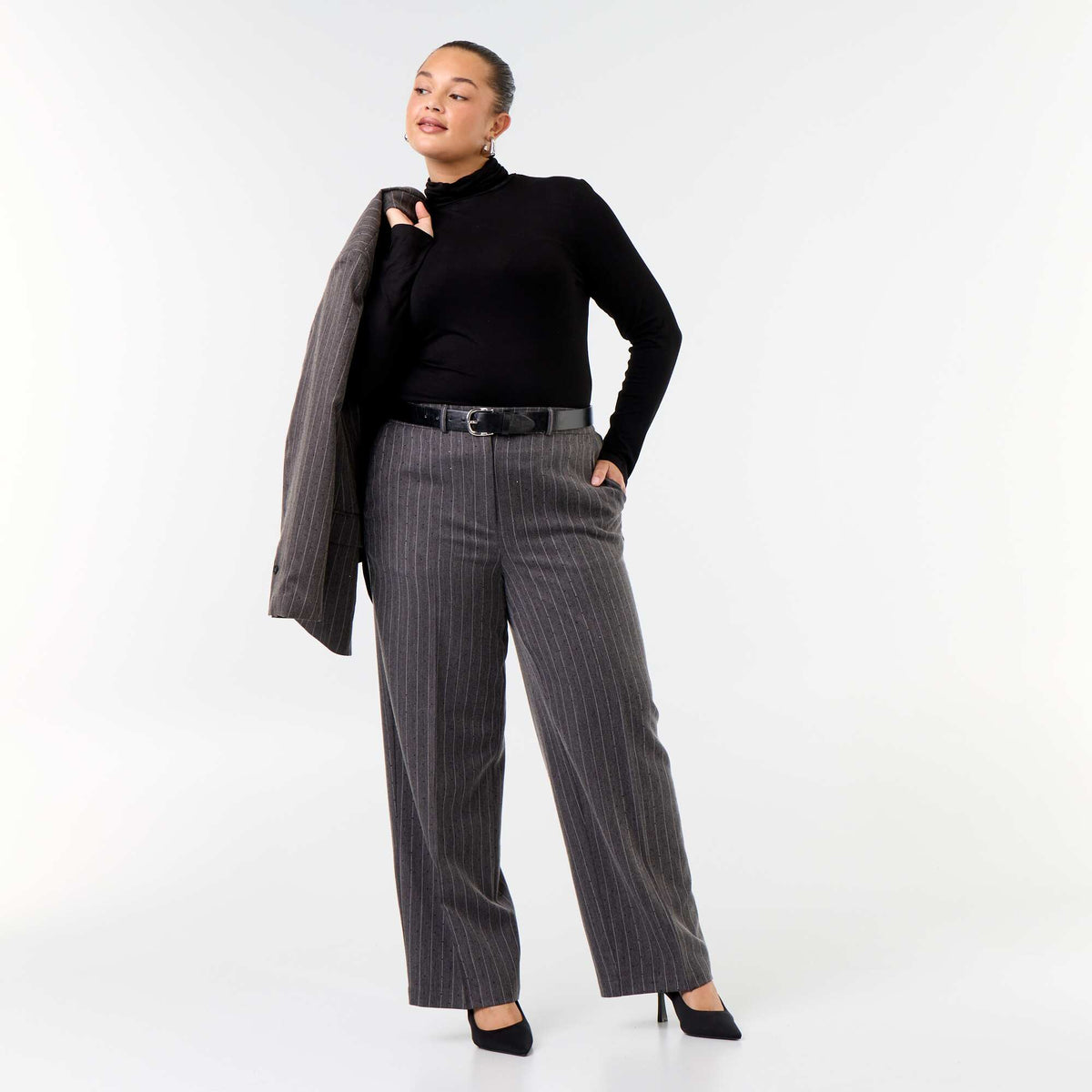 Solid Color Turtleneck BLACK