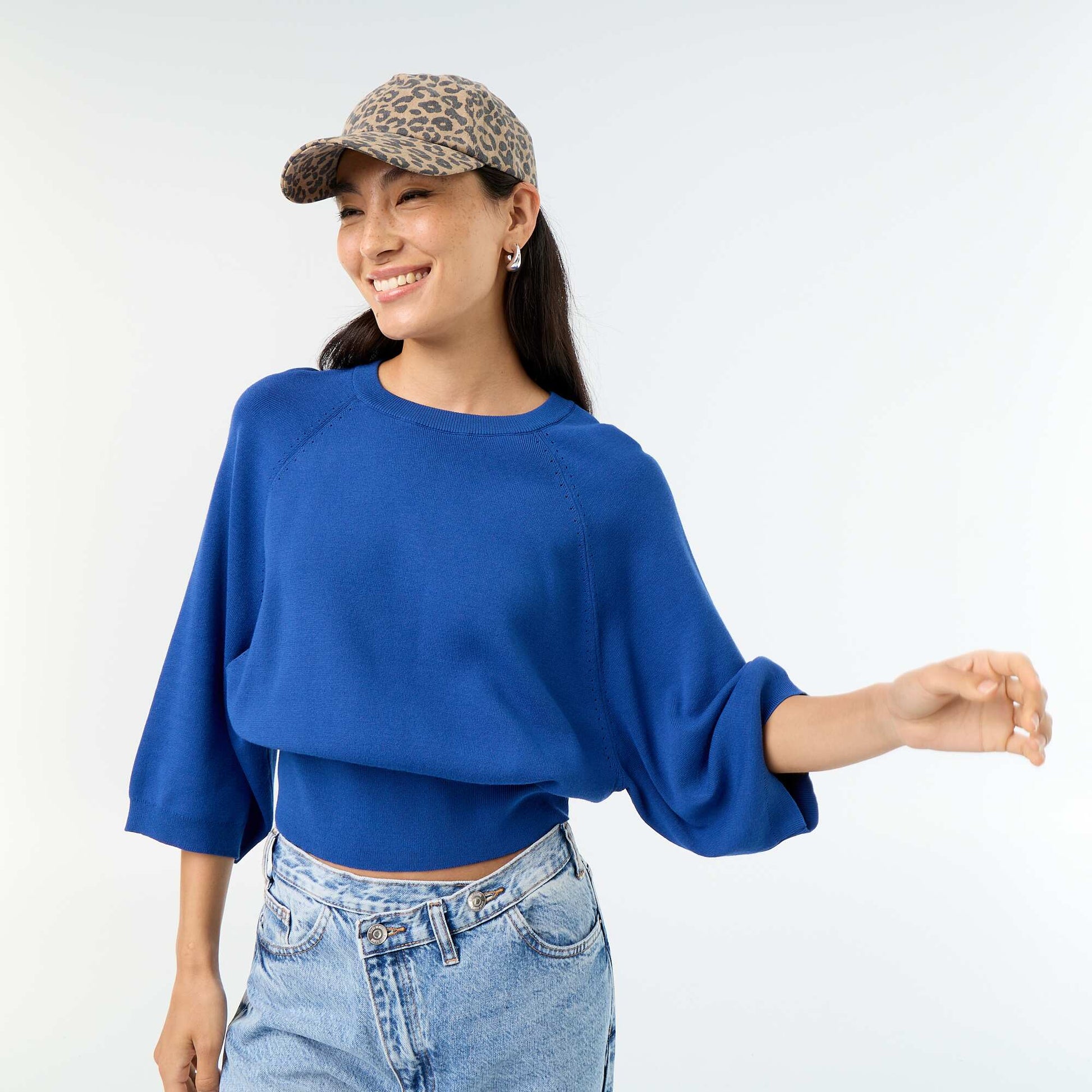 3/4 Sleeve Sweater BLUE