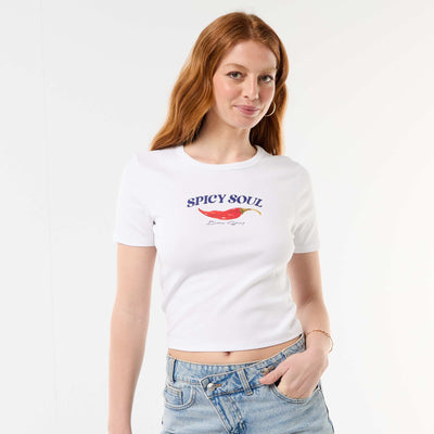 Printed short-sleeved T-shirt WHITE