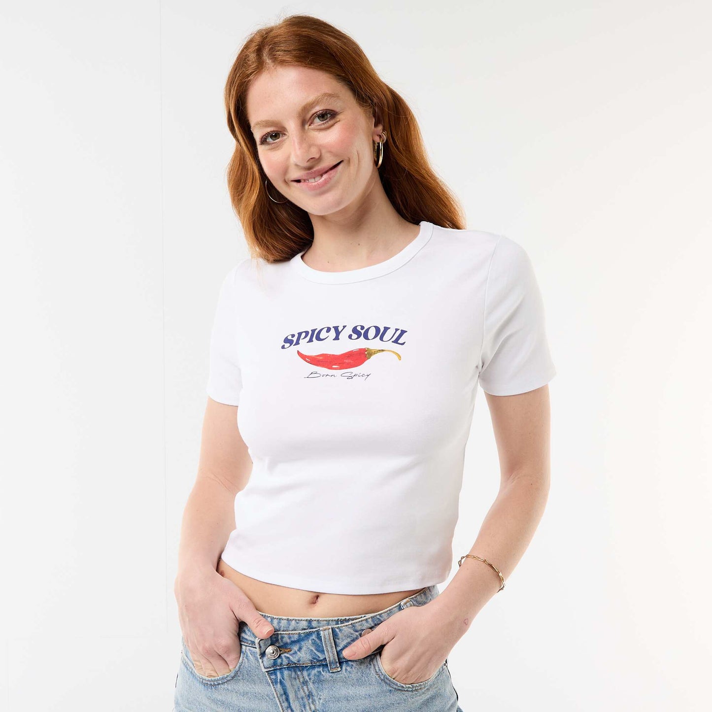 Printed short-sleeved T-shirt WHITE