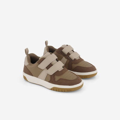Low-top sneakers with hook-and-loop straps BROWN