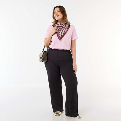 Waffle Knit Wide Leg Pants BLACK