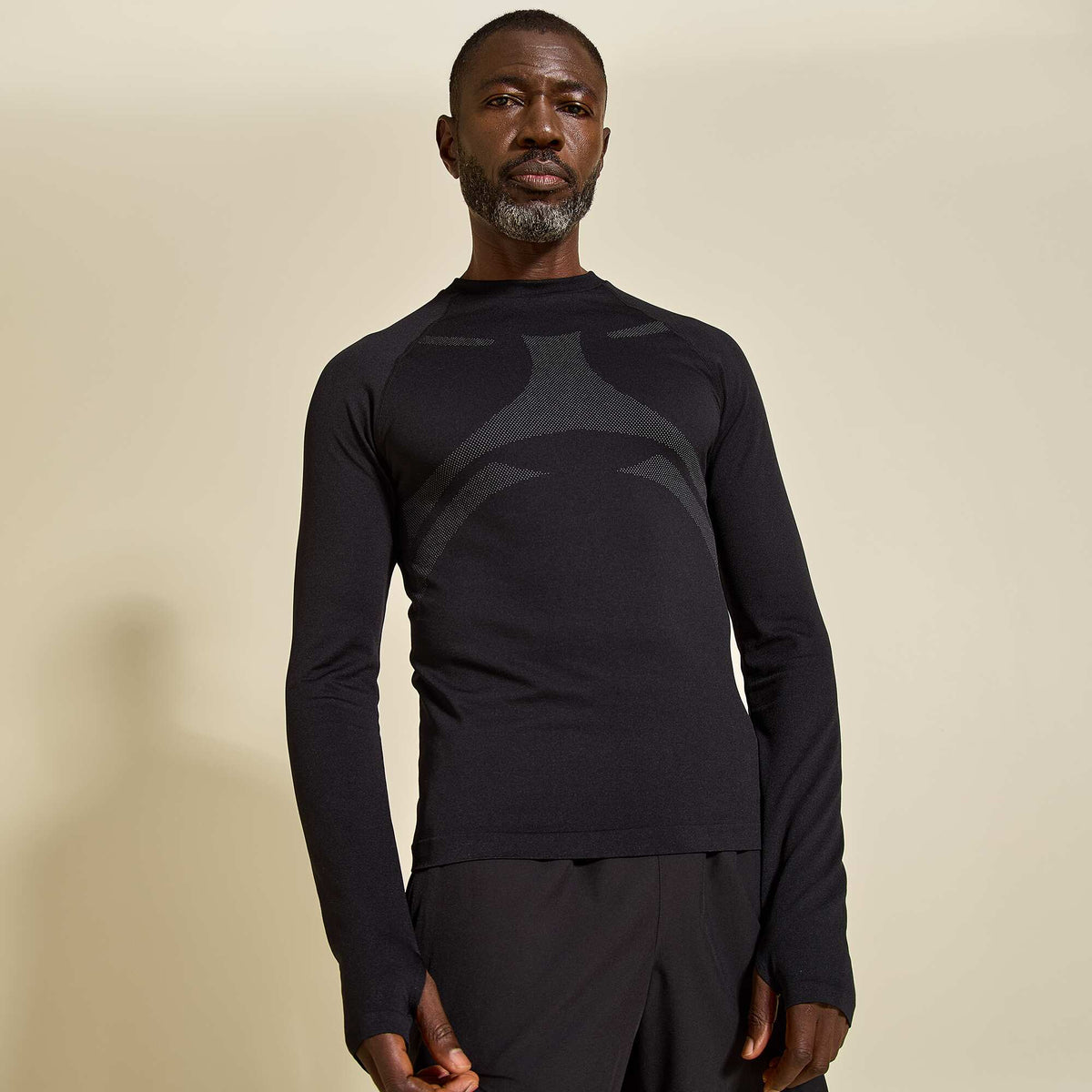 Long-sleeved sports t-shirt - ekstract BLACK