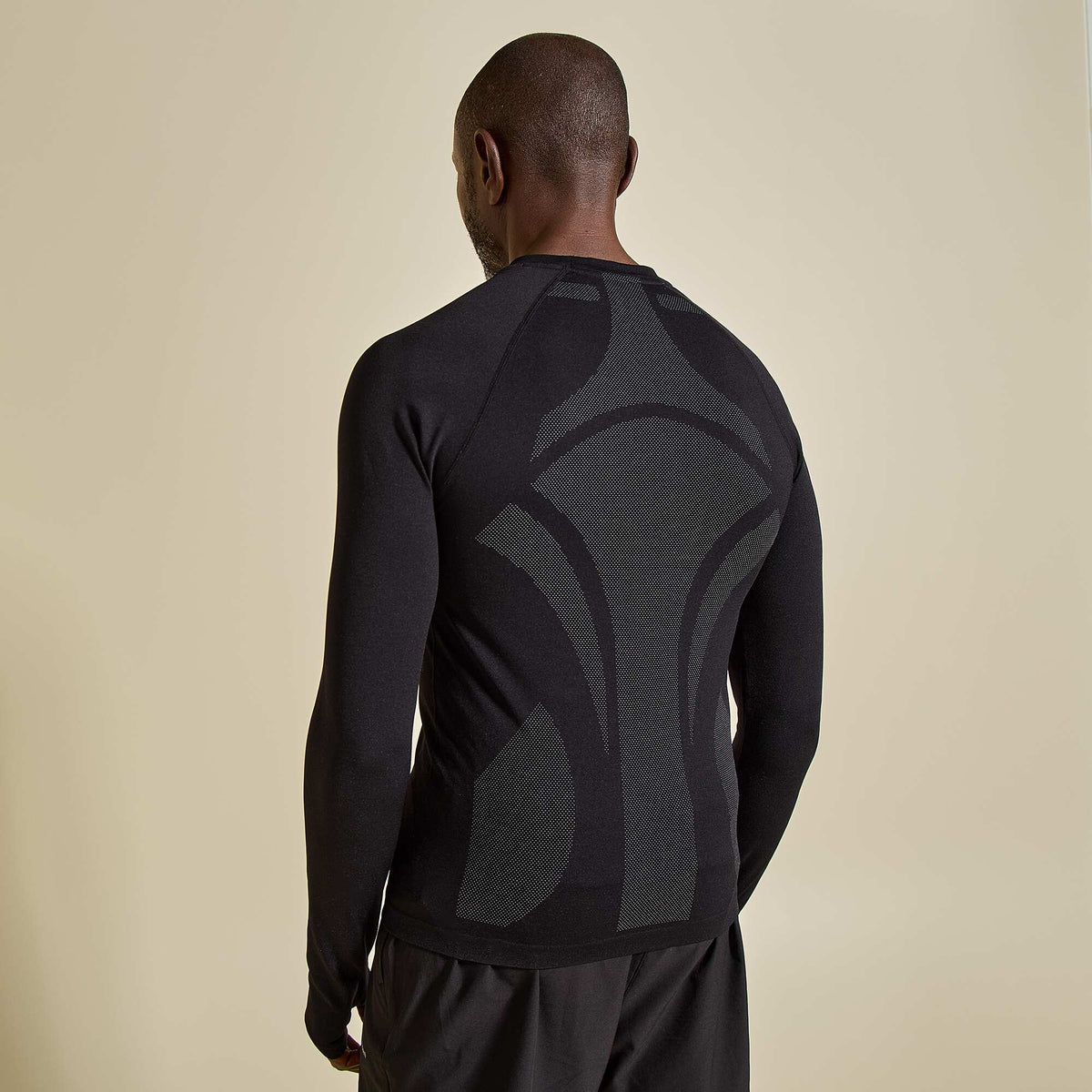 Long-sleeved sports t-shirt - ekstract BLACK
