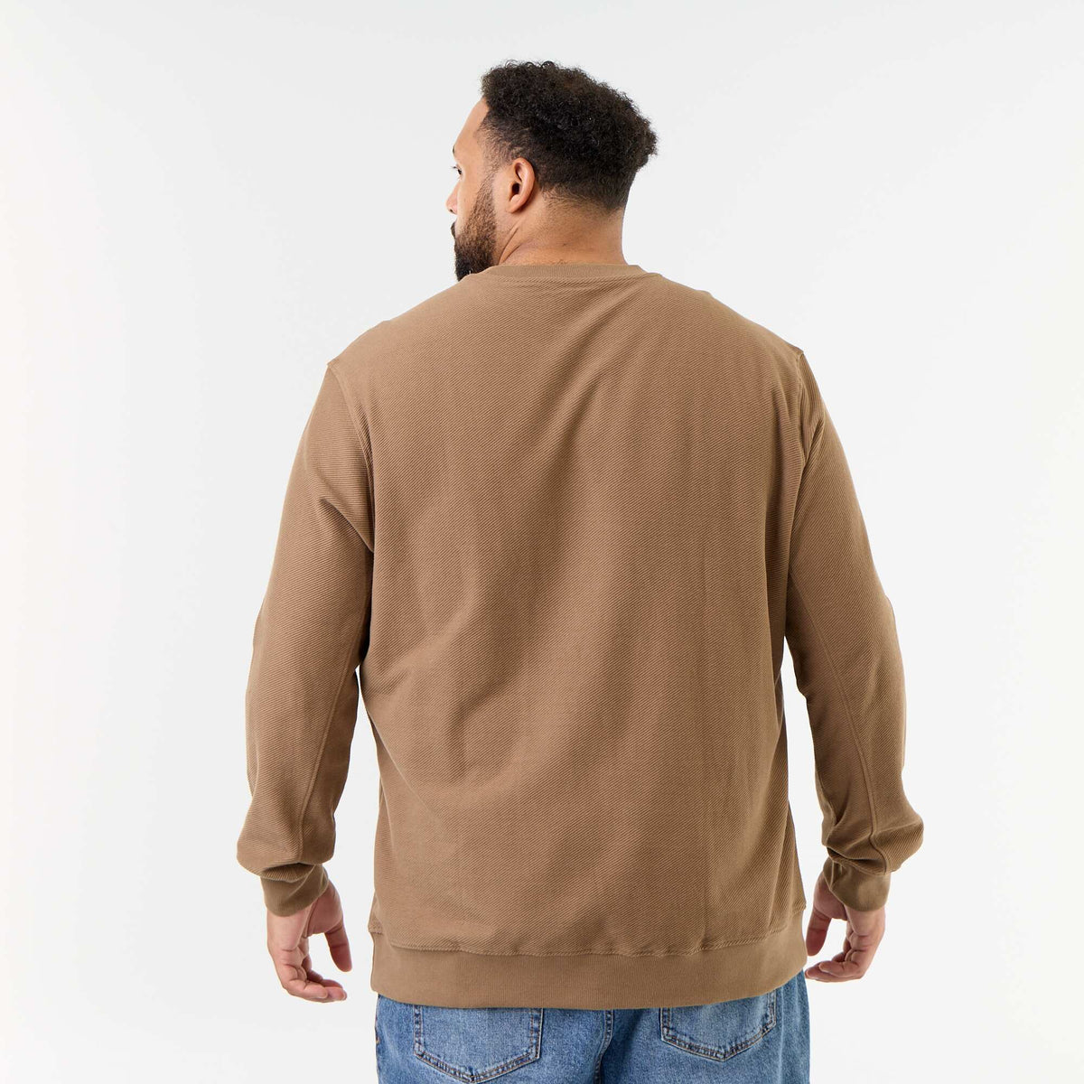 Plain ribbed knit sweatshirt BROWN