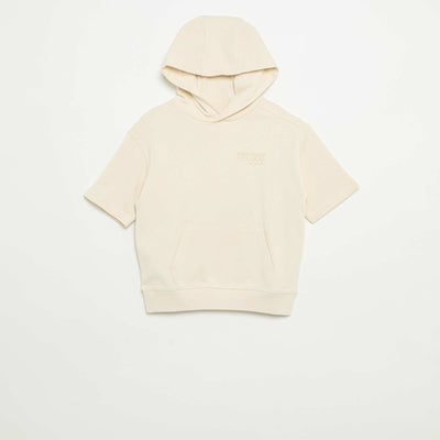 Hooded short-sleeved sweatshirt ECRU
