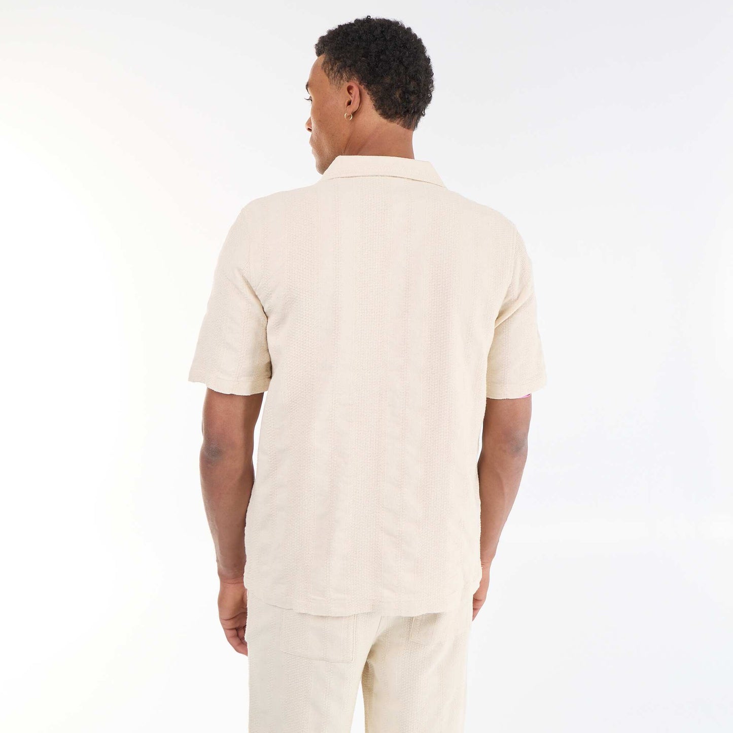 Short-sleeved shirt in novelty fabric BEIGE