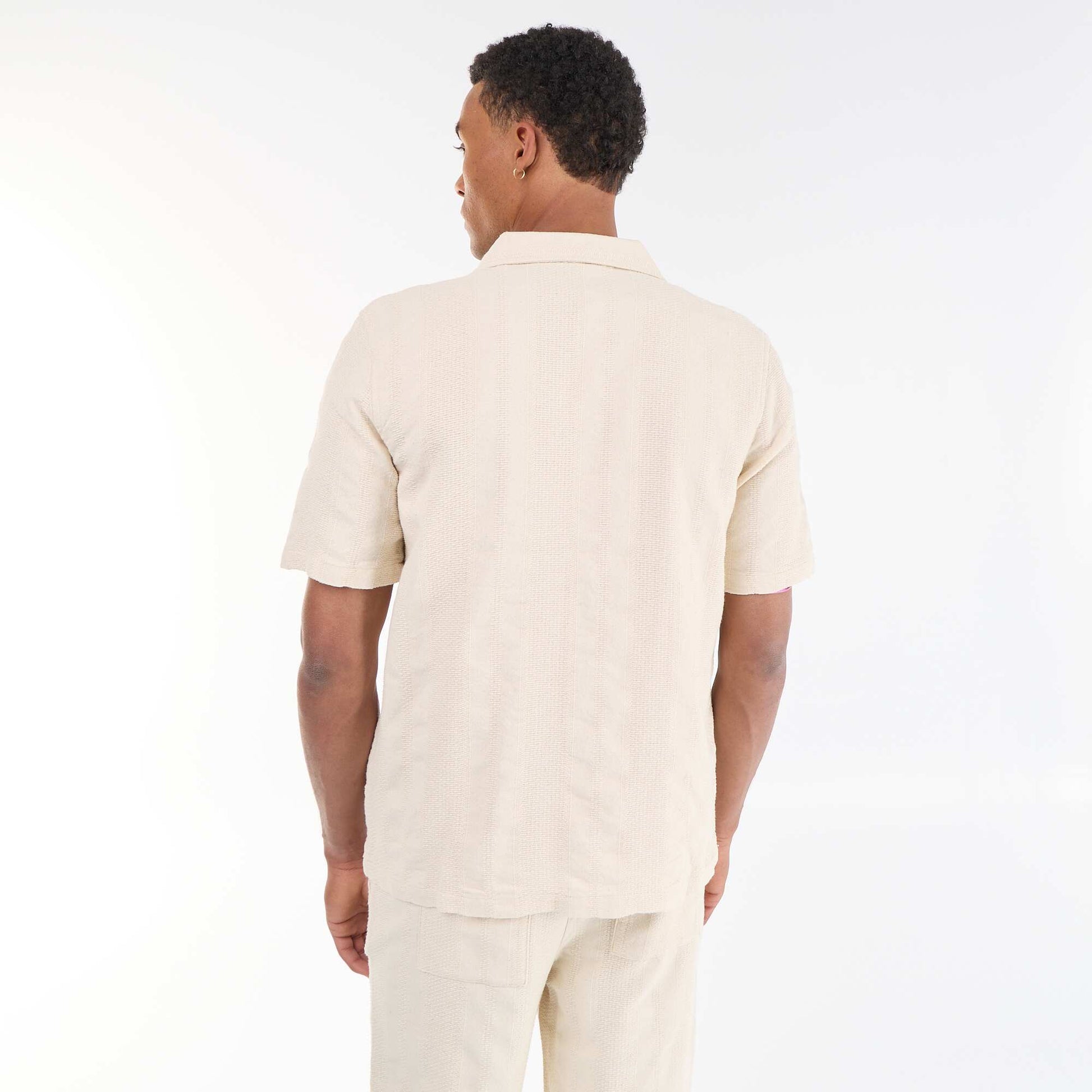Short-sleeved shirt in novelty fabric BEIGE