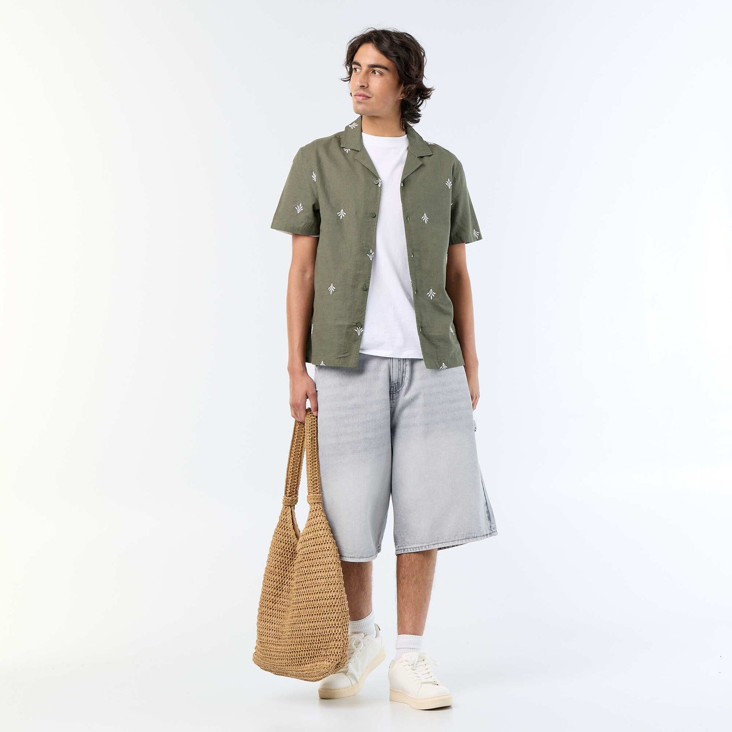 Embroidered Short-Sleeved Shirt GREEN