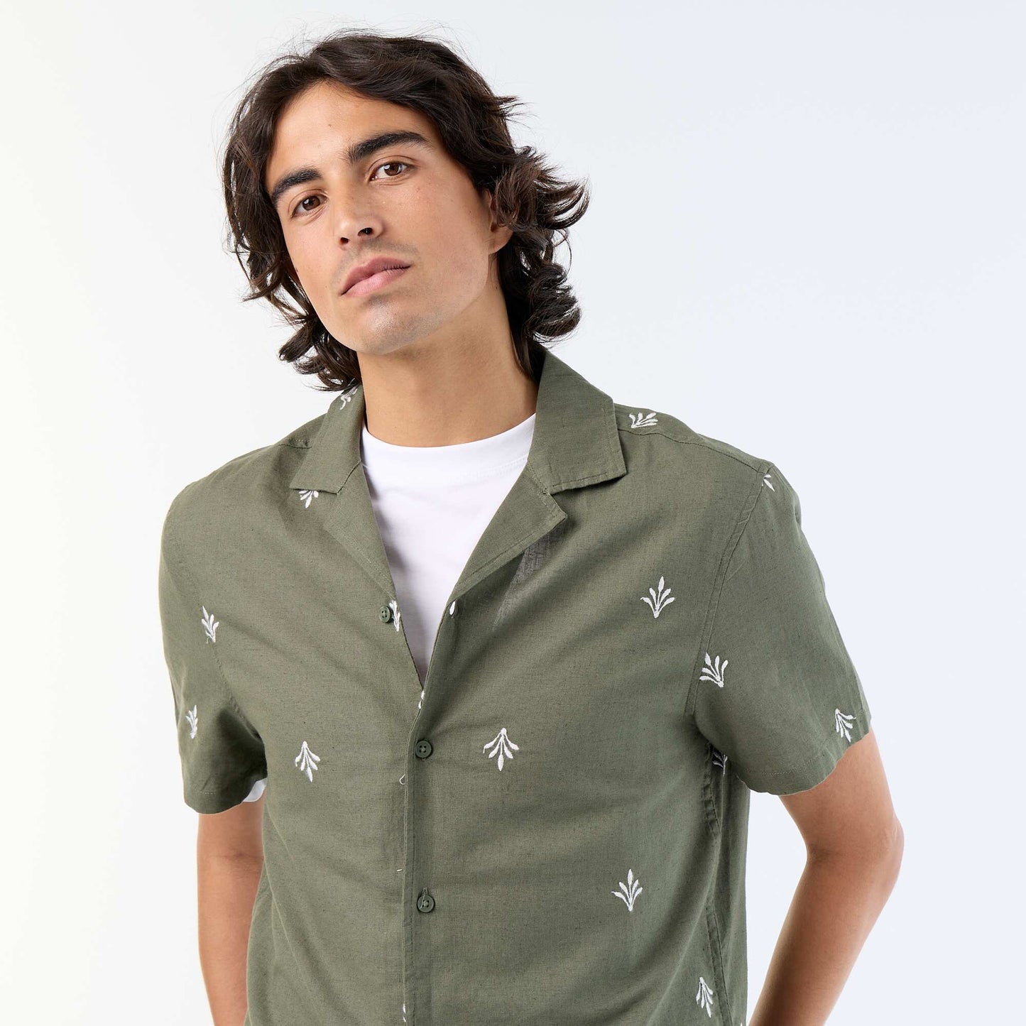 Embroidered Short-Sleeved Shirt GREEN