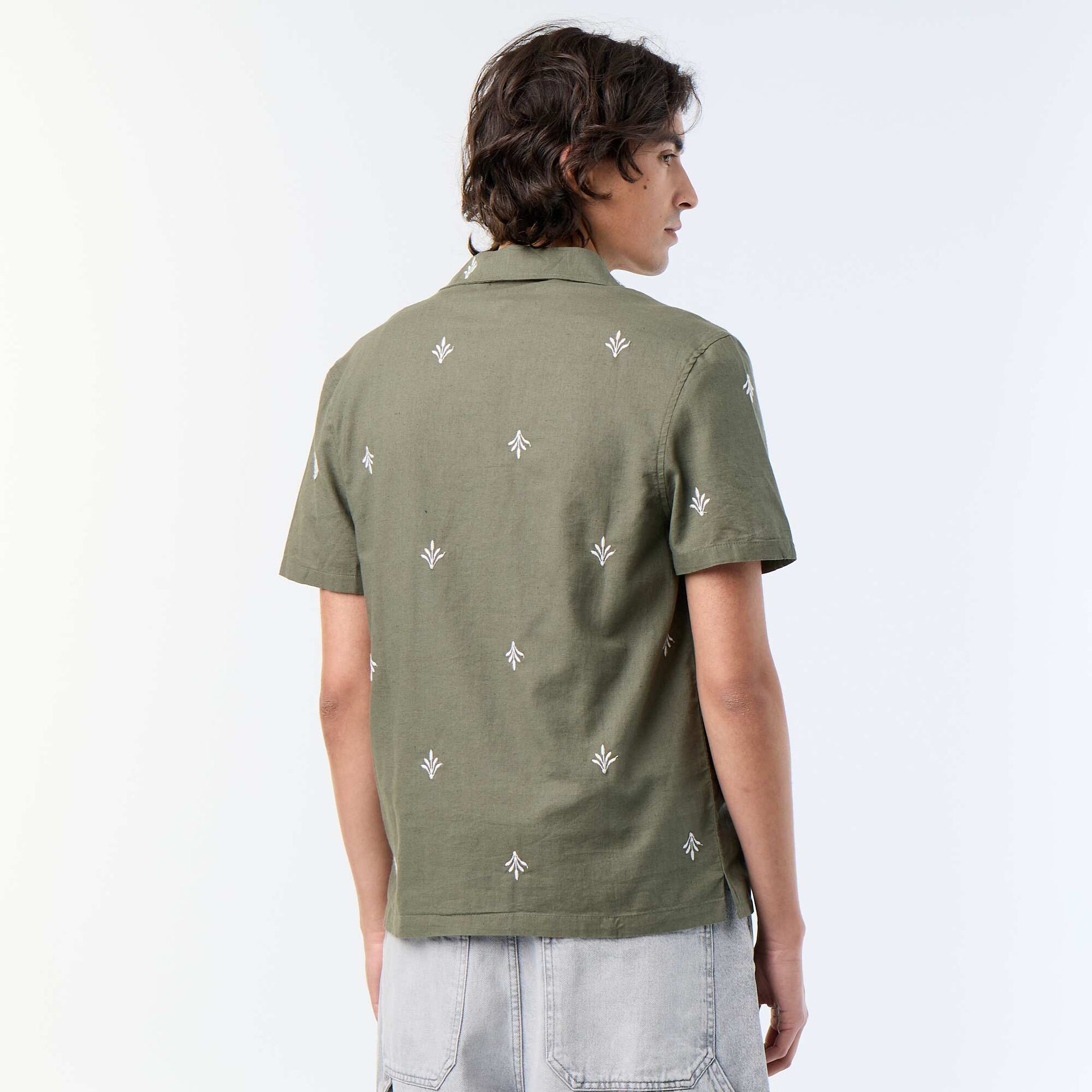 Embroidered Short-Sleeved Shirt GREEN