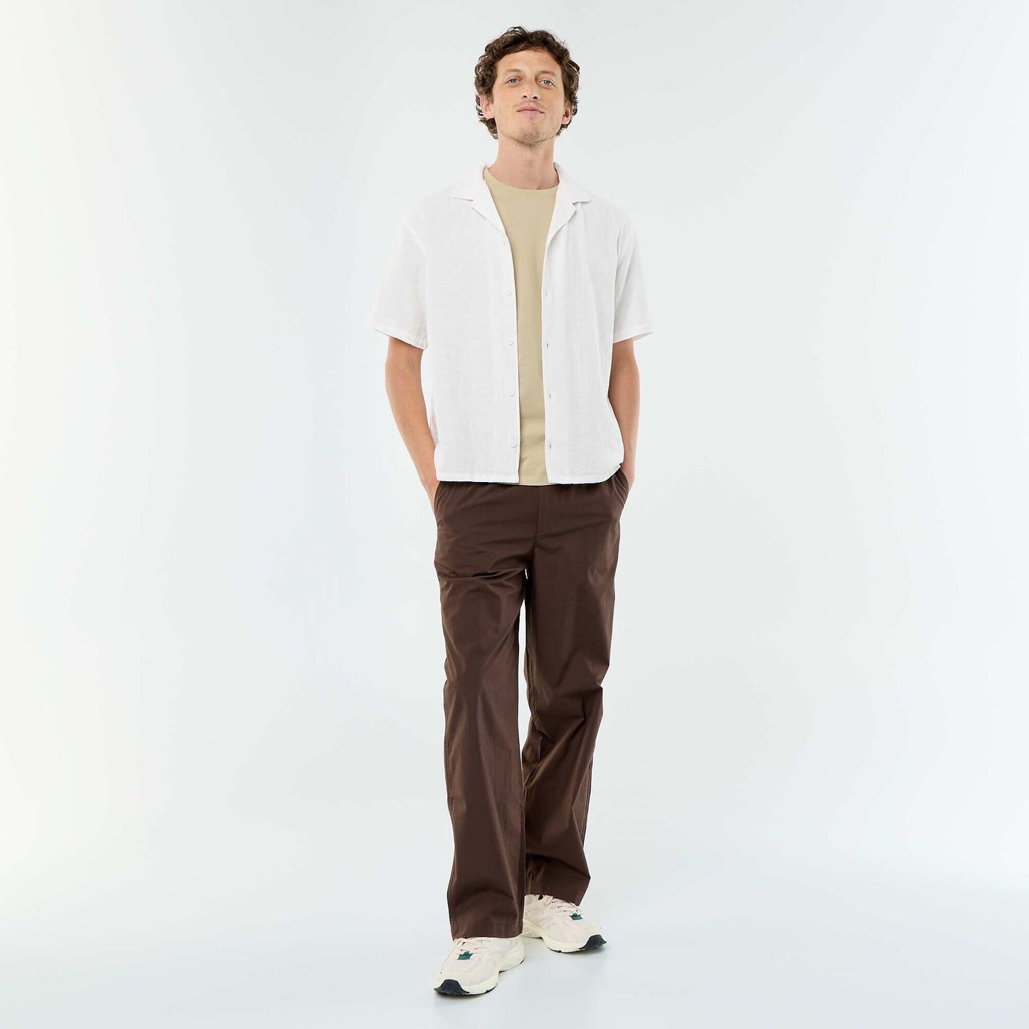 Textured Knit Short-Sleeved Shirt WHITE
