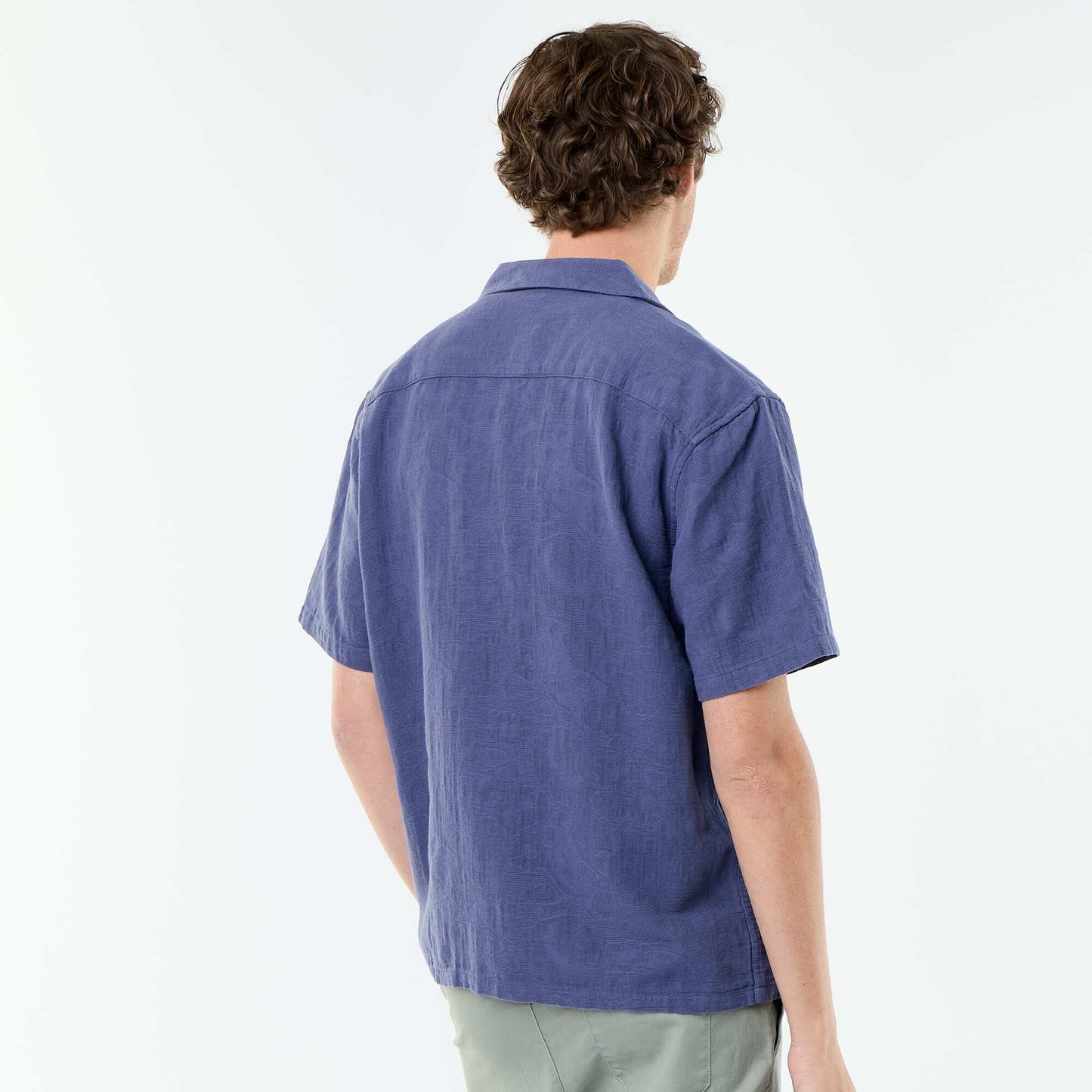 Textured Knit Short-Sleeved Shirt BLUE