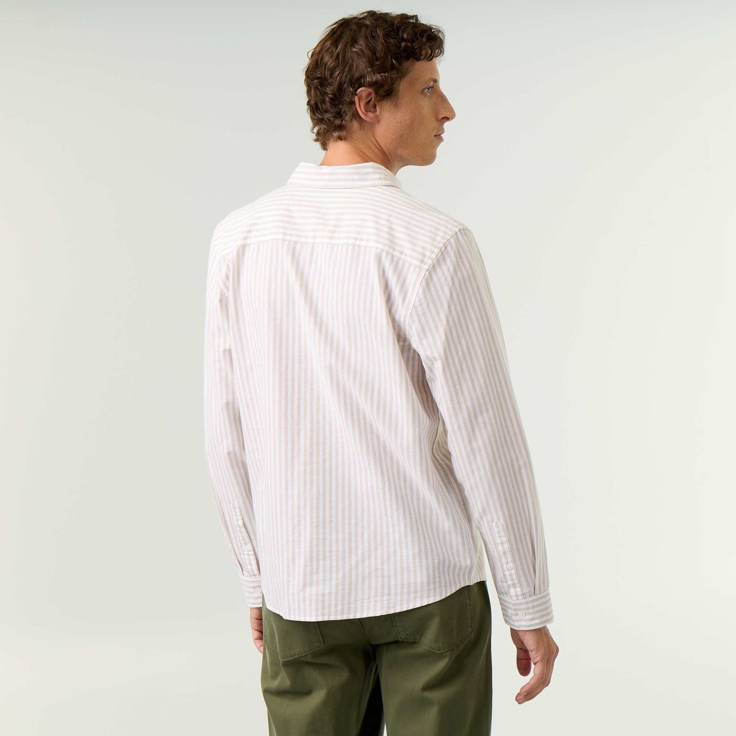 Striped shirt with button-down collar BEIGE