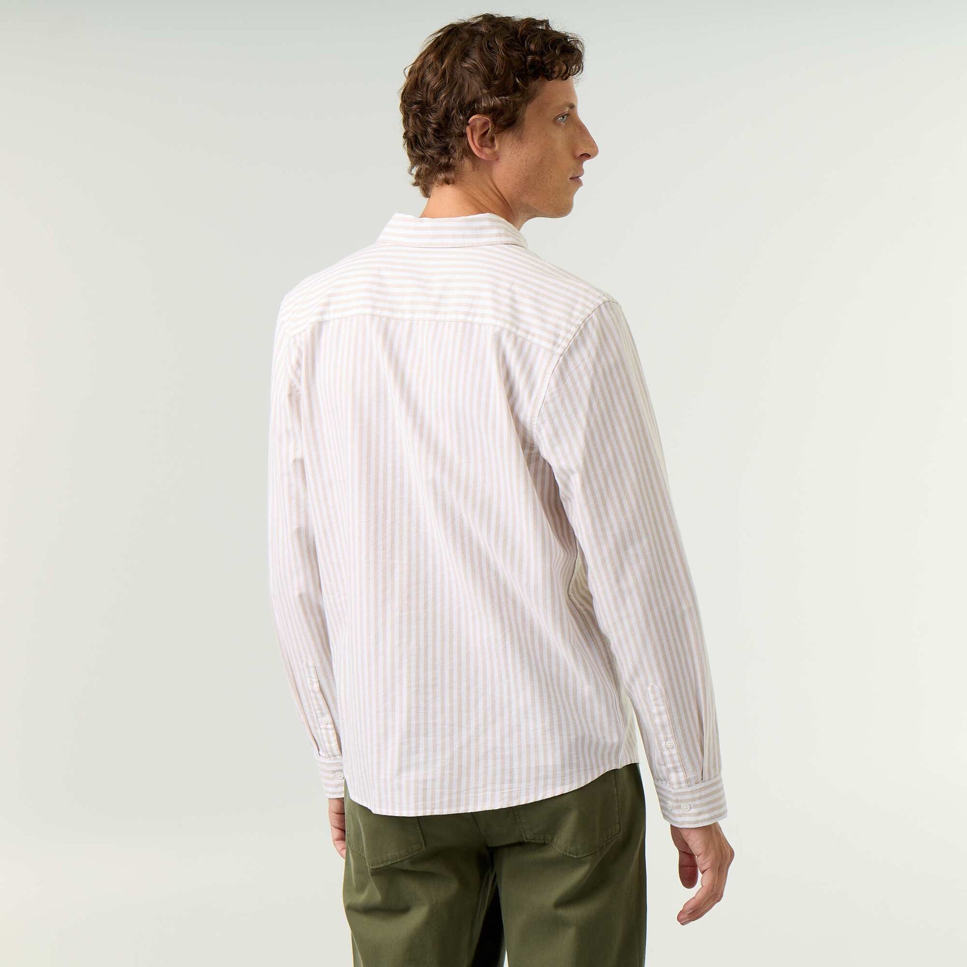 Striped shirt with button-down collar BEIGE