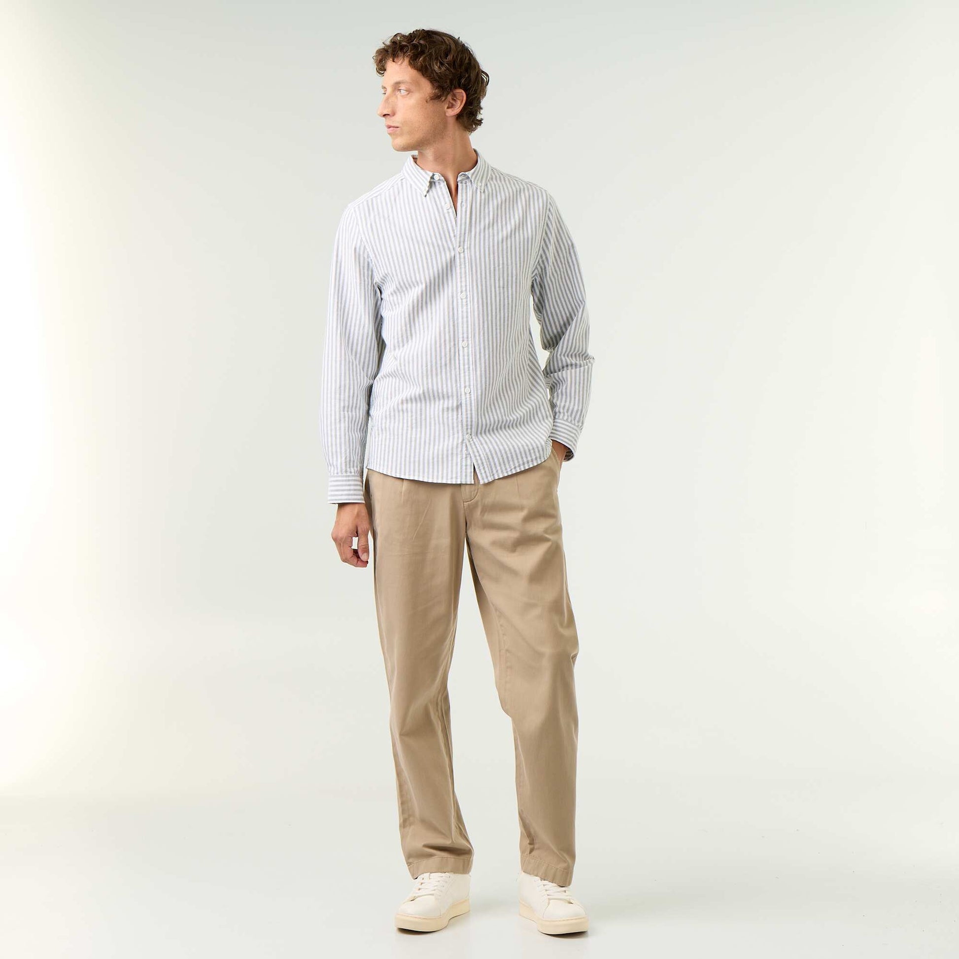 Striped shirt with button-down collar GREEN