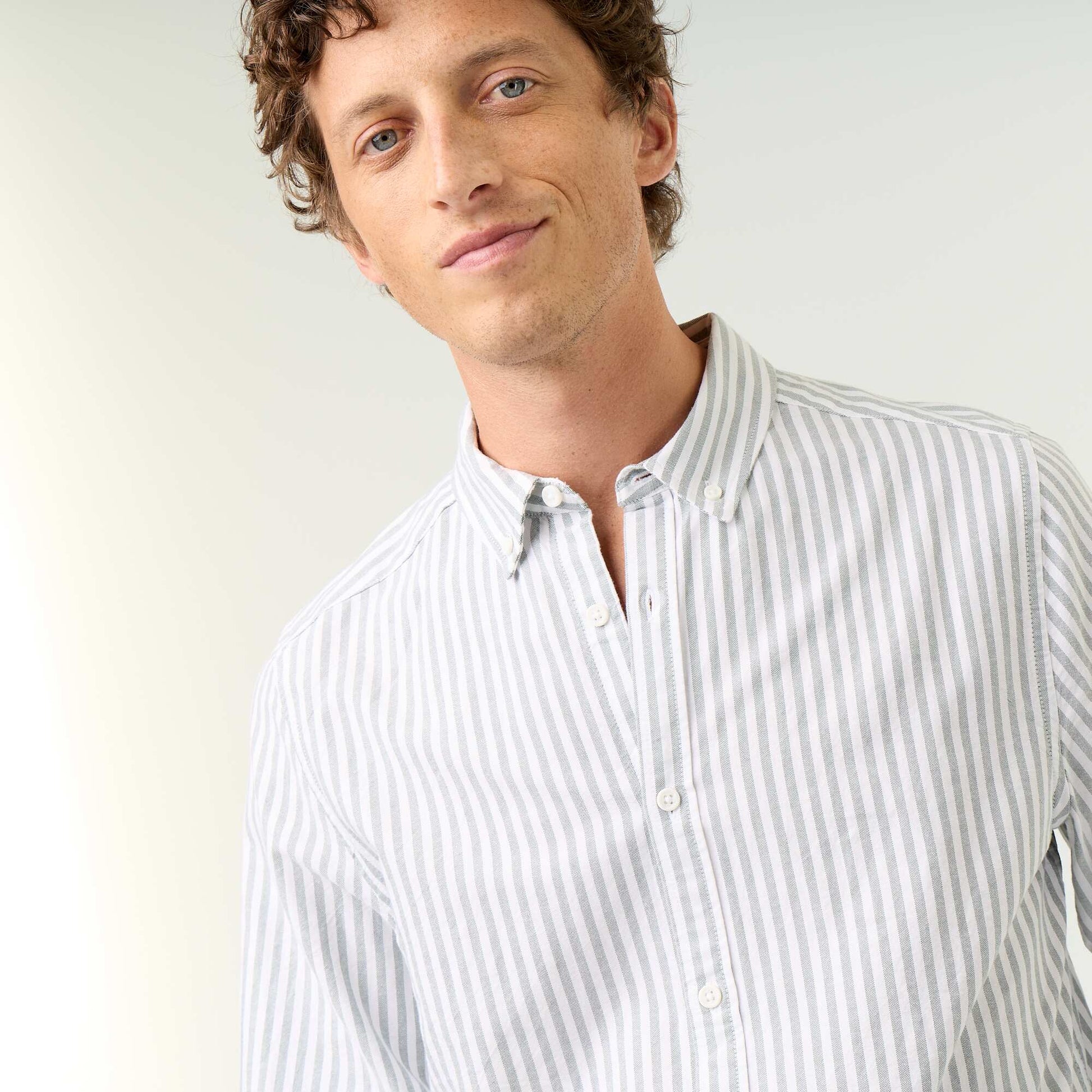 Striped shirt with button-down collar GREEN