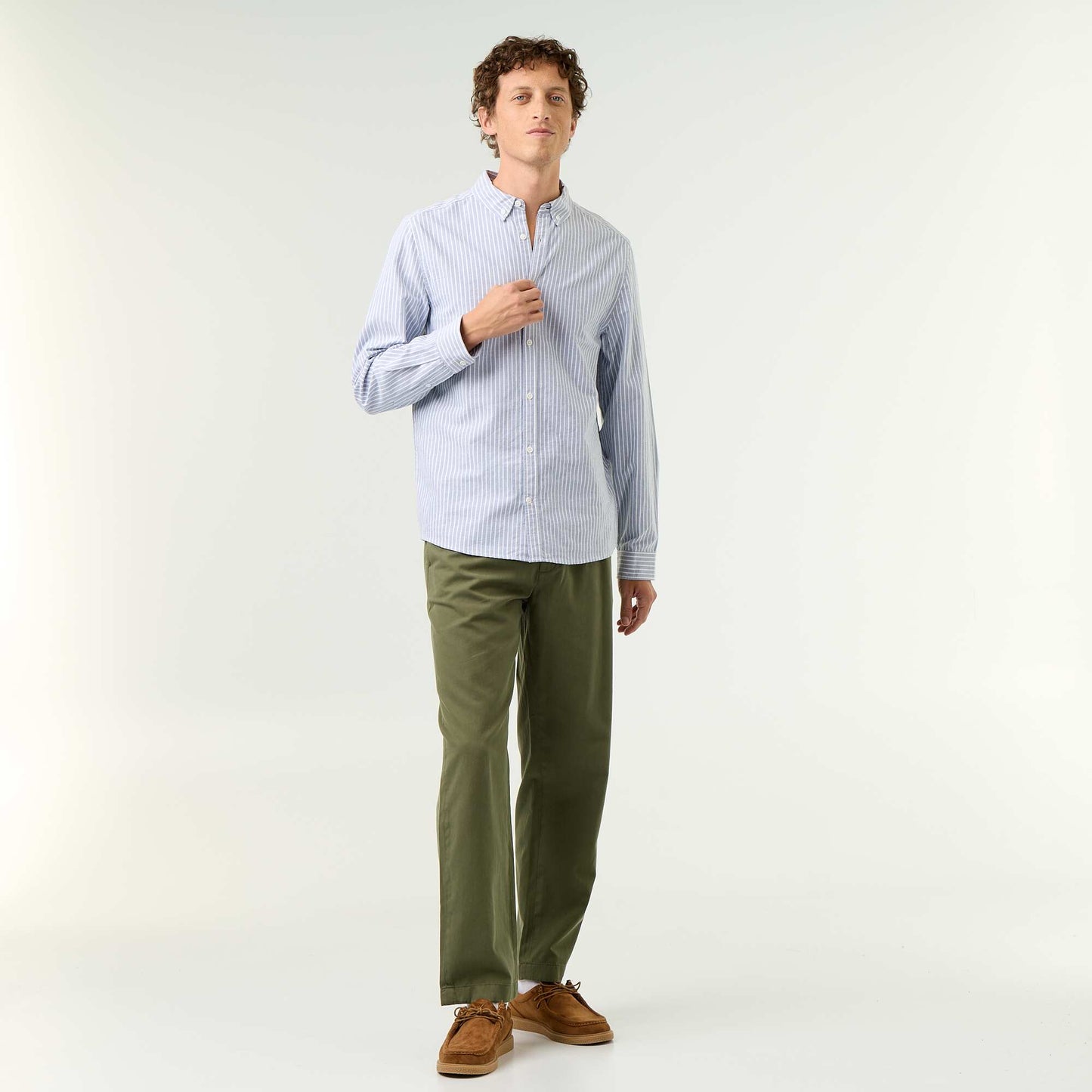 Striped shirt with button-down collar BLUE