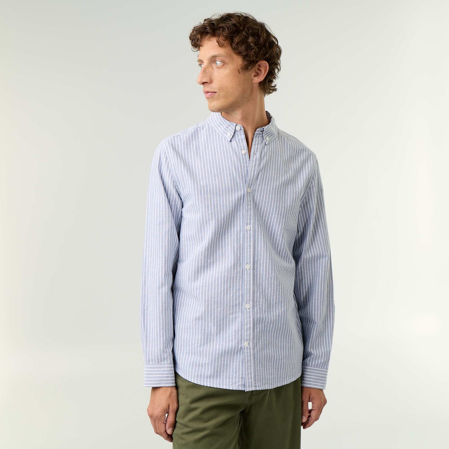 Striped shirt with button-down collar BLUE