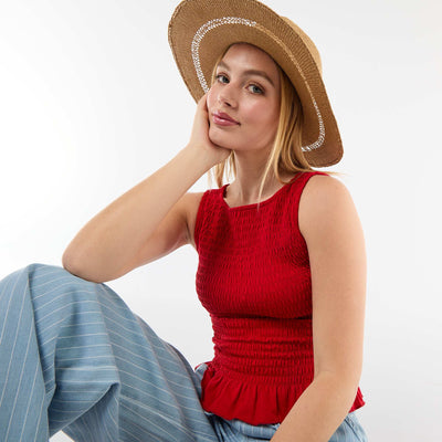 Sleeveless Stretch T-shirt RED