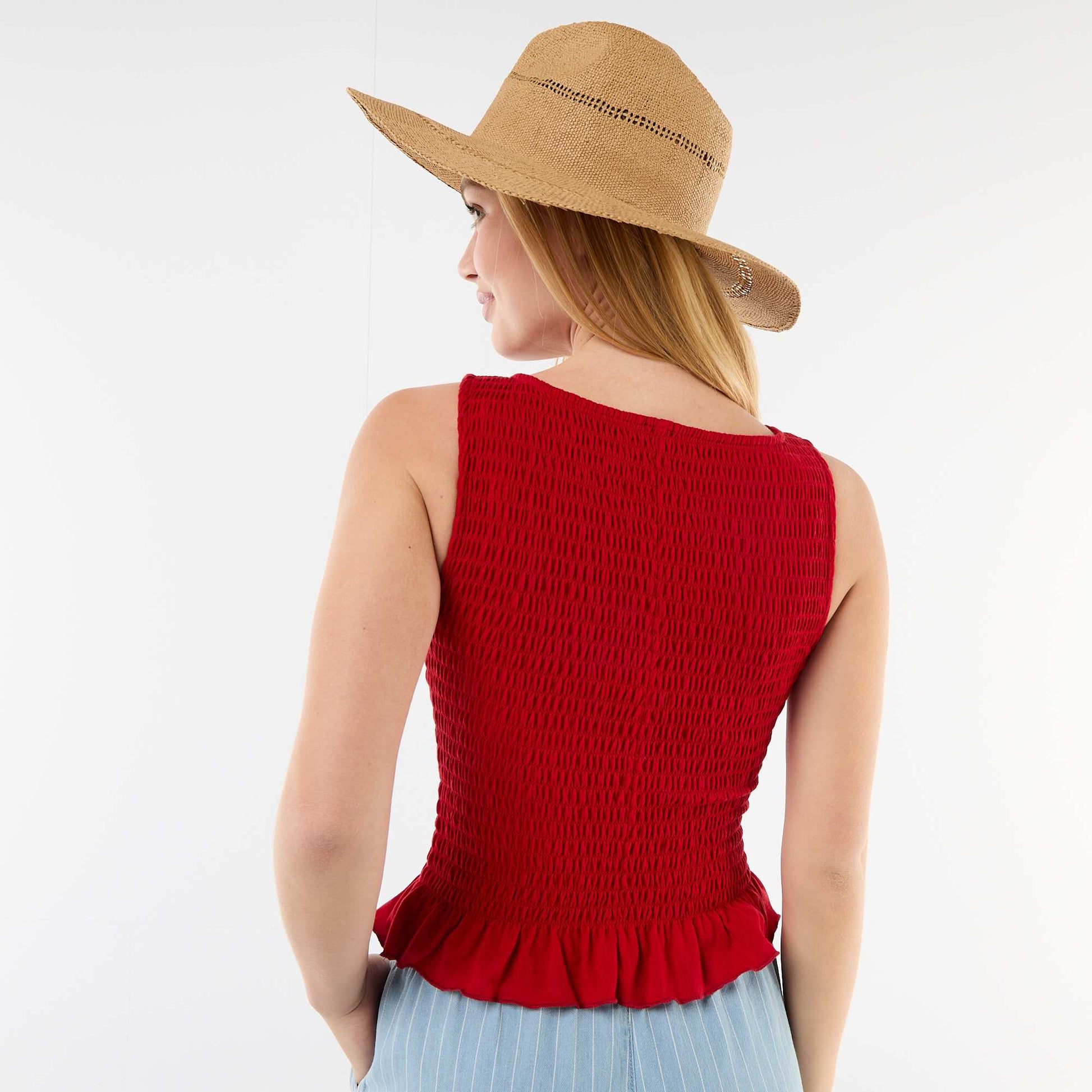 Sleeveless Stretch T-shirt RED
