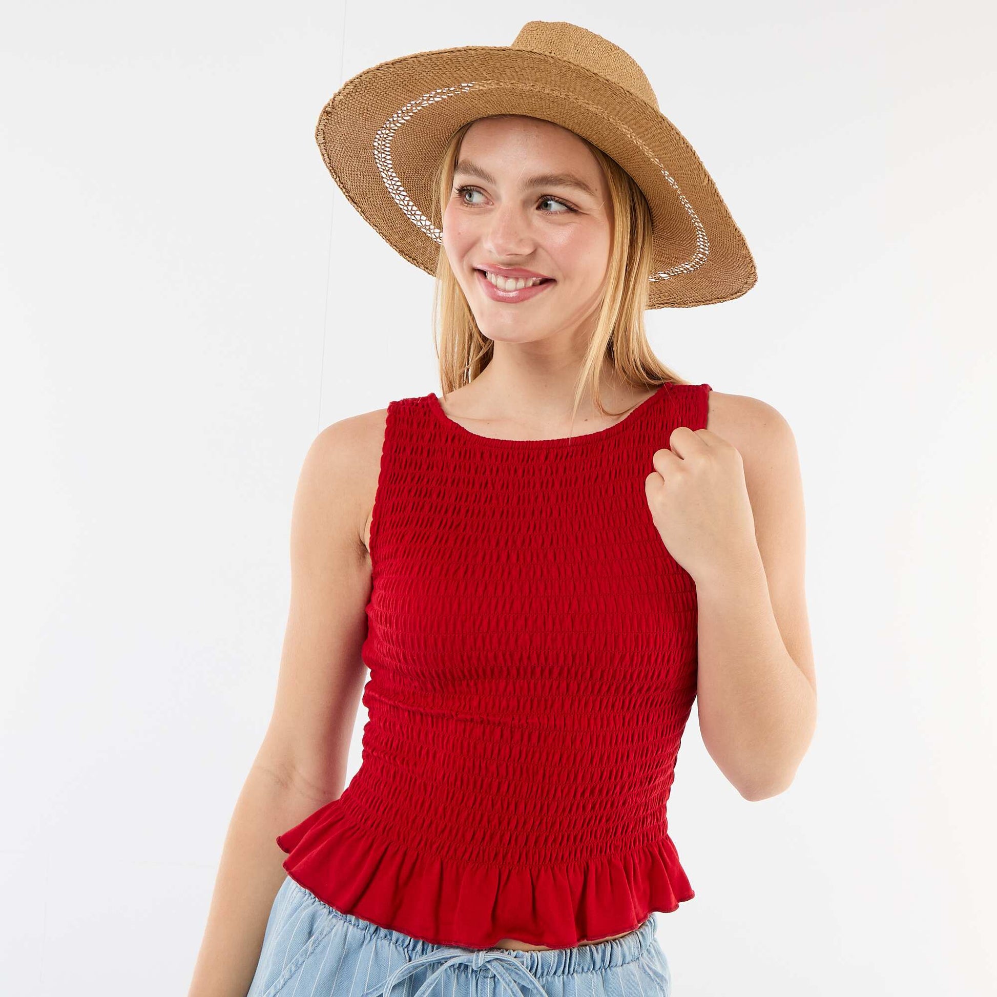 Sleeveless Stretch T-shirt RED