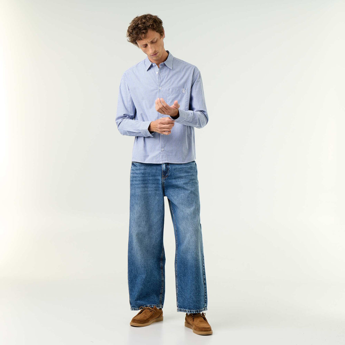 Comfortable Fit Striped Shirt BLUE
