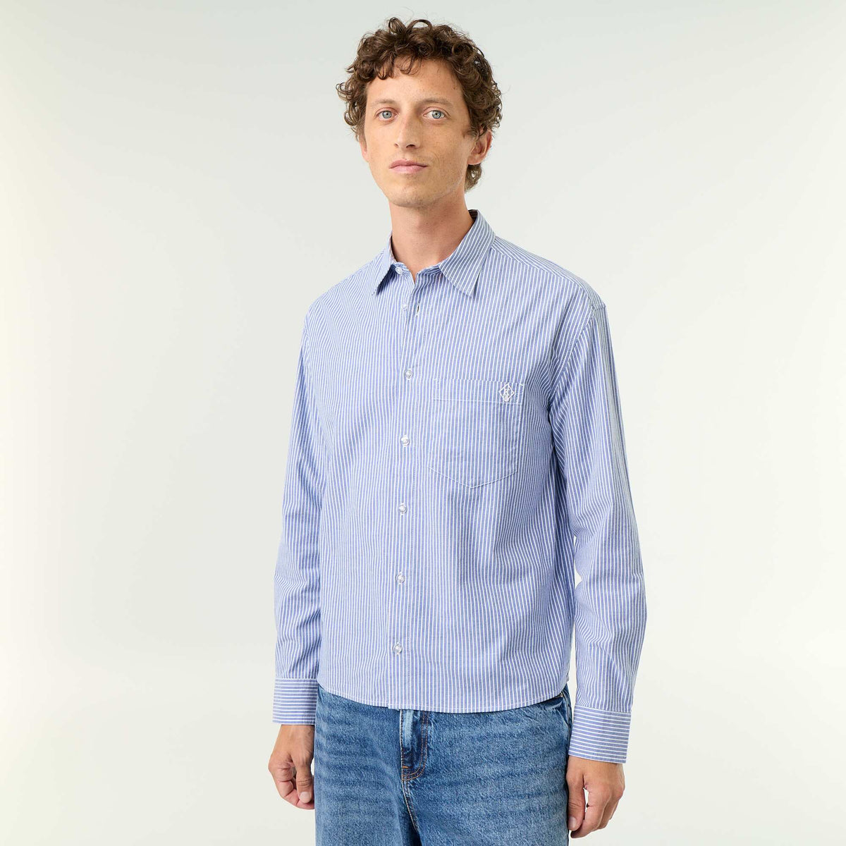 Comfortable Fit Striped Shirt BLUE
