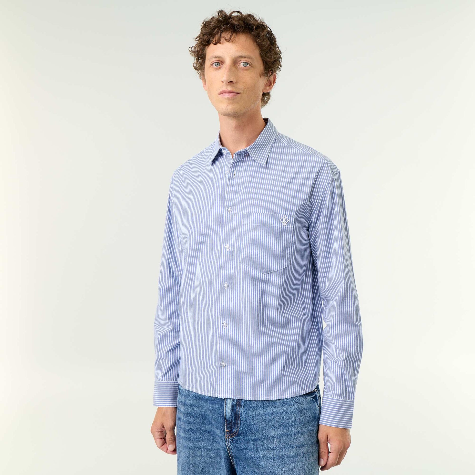 Comfortable Fit Striped Shirt BLUE