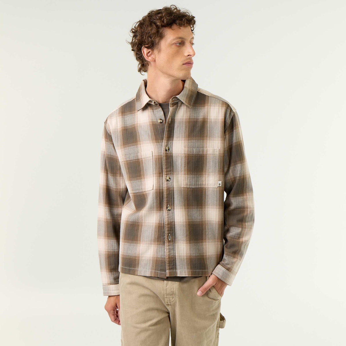 Patterned Overshirt KHAKI