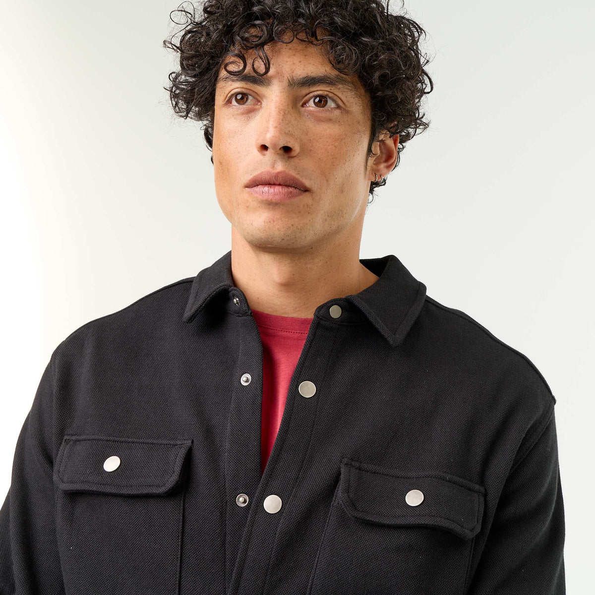 Piqué Knit Overshirt BLACK