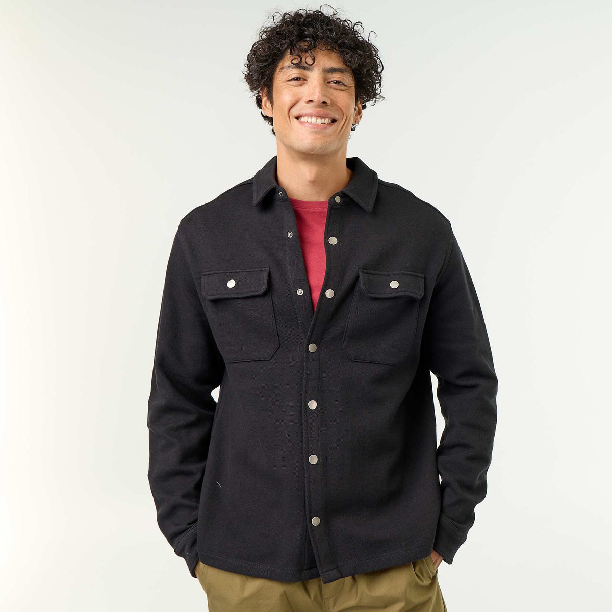 Piqué Knit Overshirt BLACK