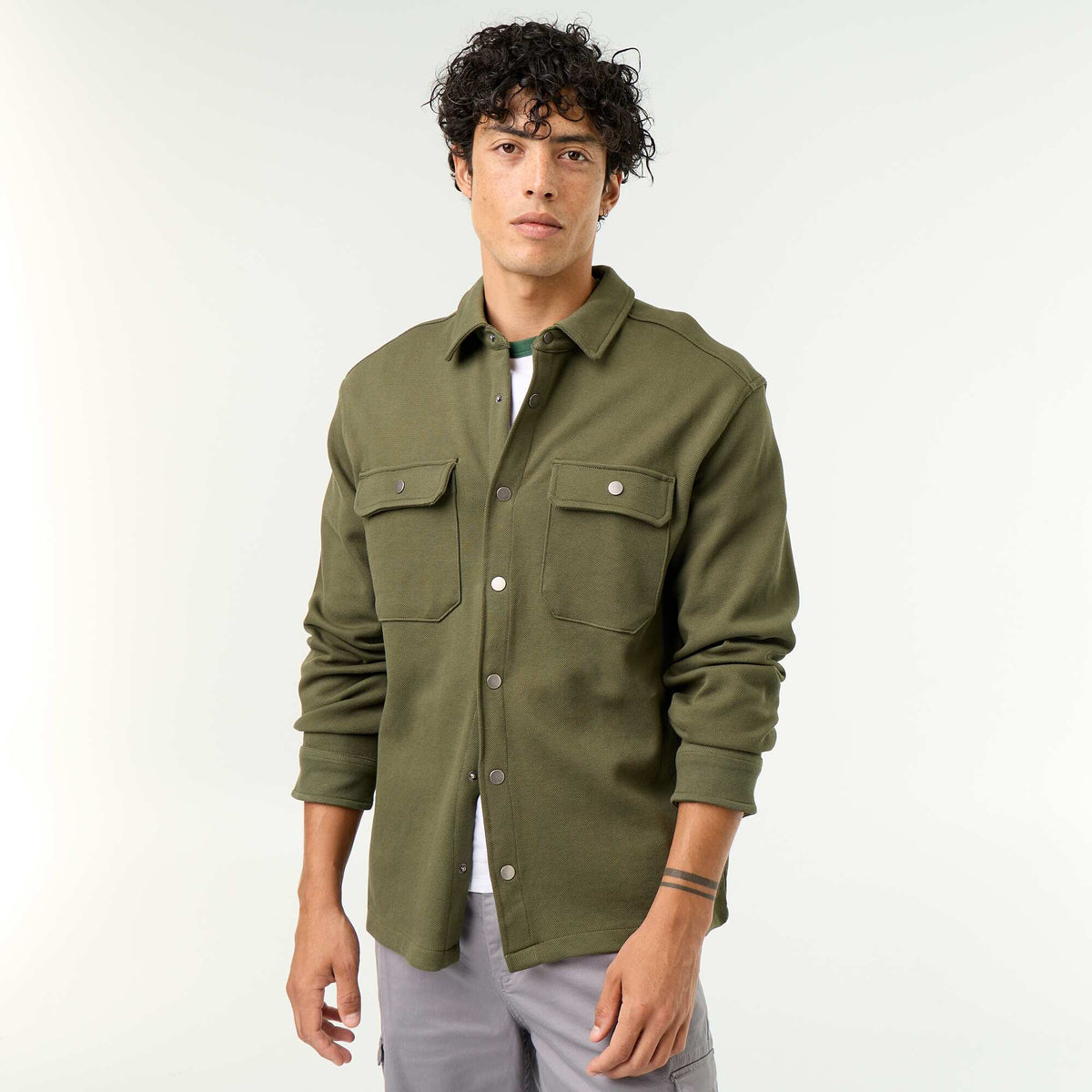 Piqué Knit Overshirt GREEN