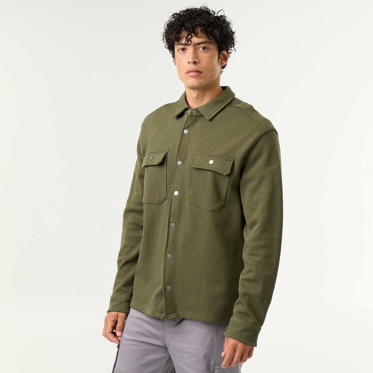 Piqué Knit Overshirt GREEN