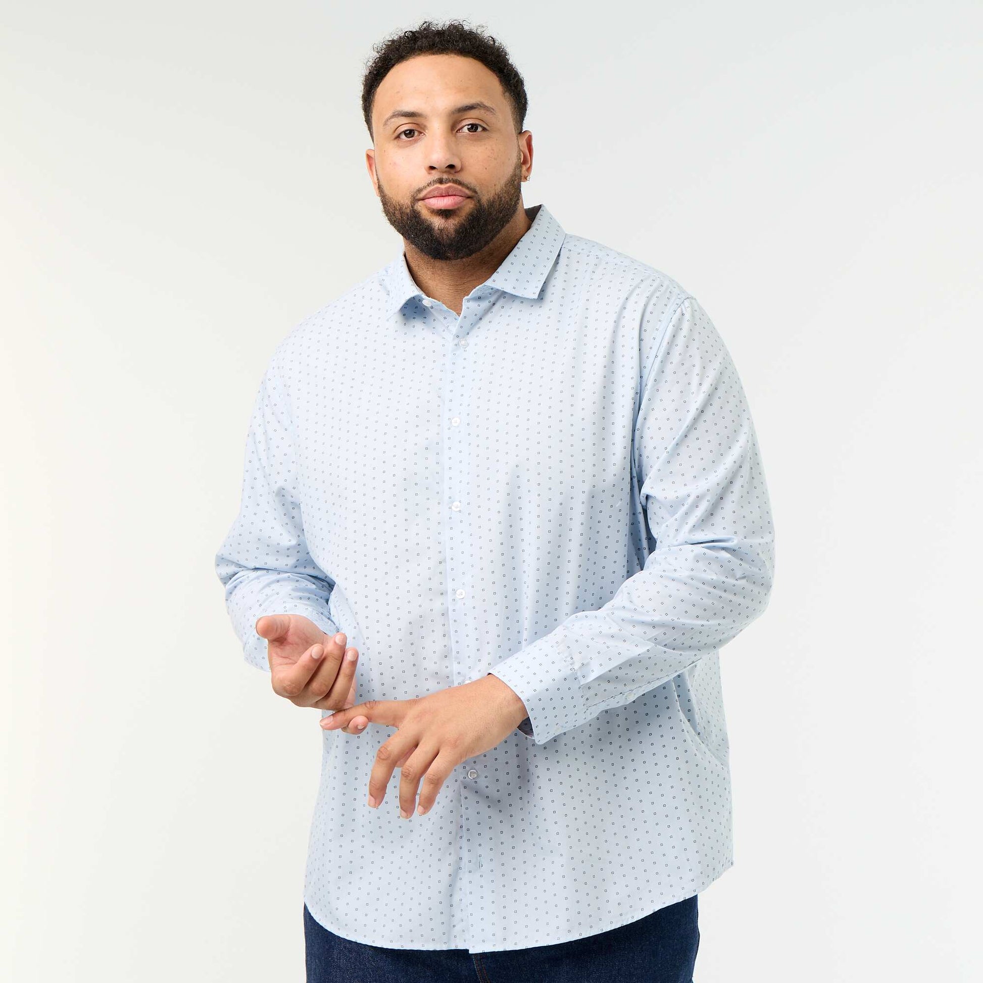 Patterned long-sleeve shirt BLUE