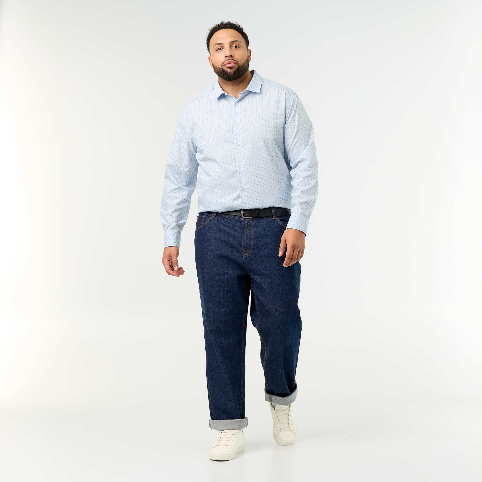 Patterned long-sleeve shirt BLUE