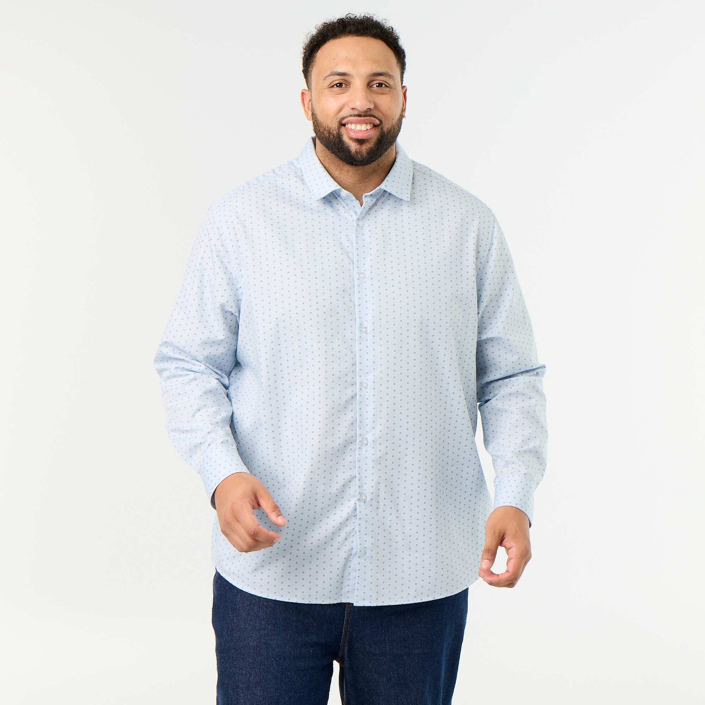 Patterned long-sleeve shirt BLUE