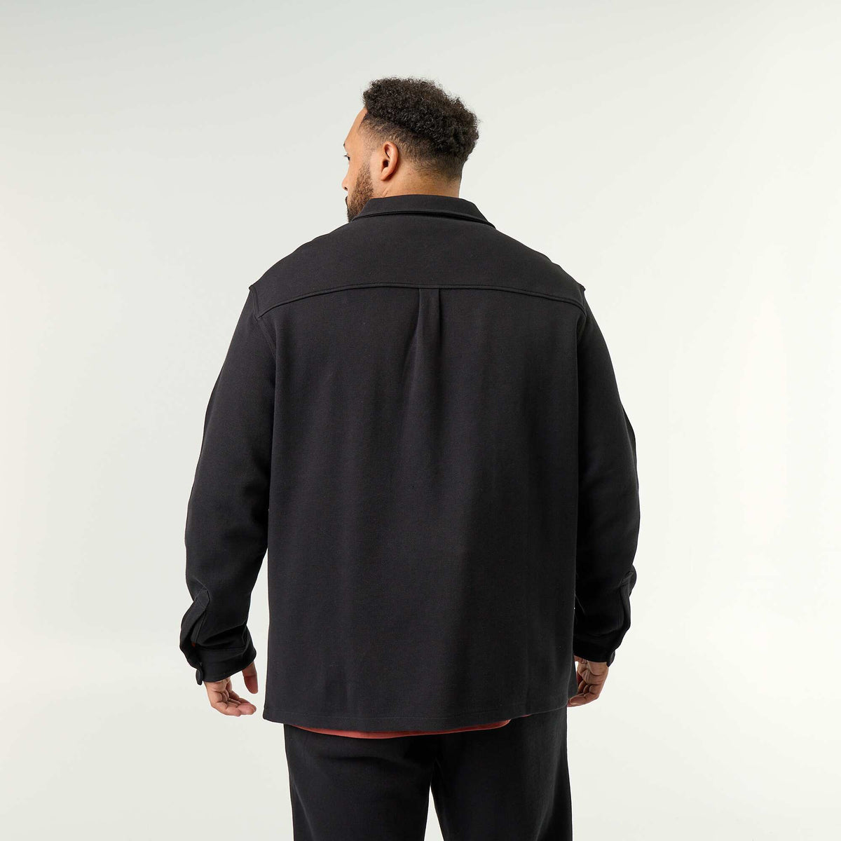 Solid Pique Knit Overshirt BLACK