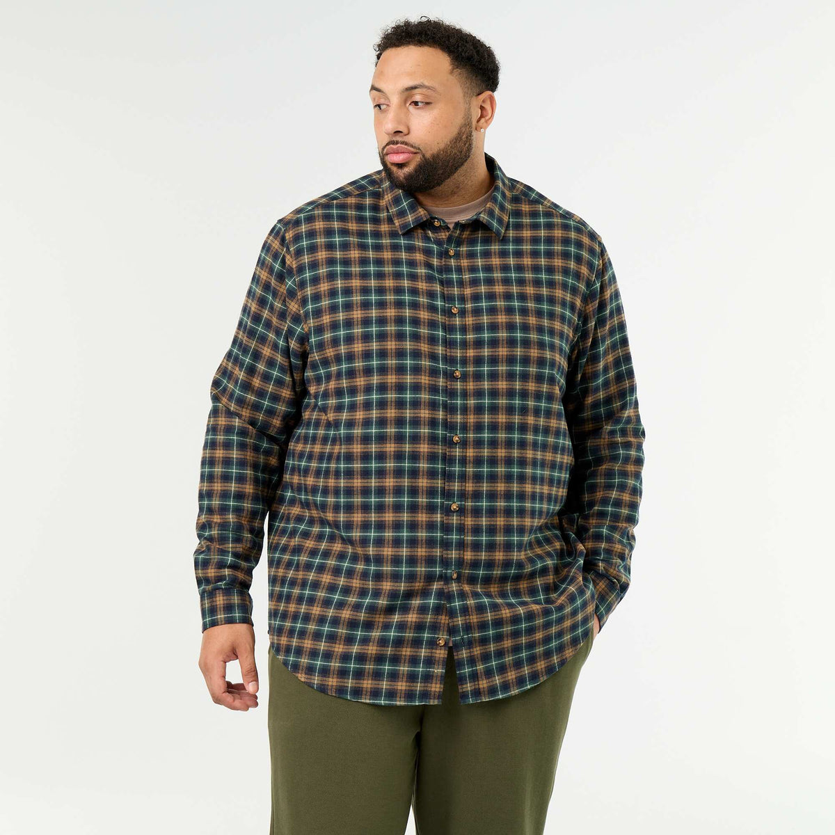 Patterned flannel shirt GREEN