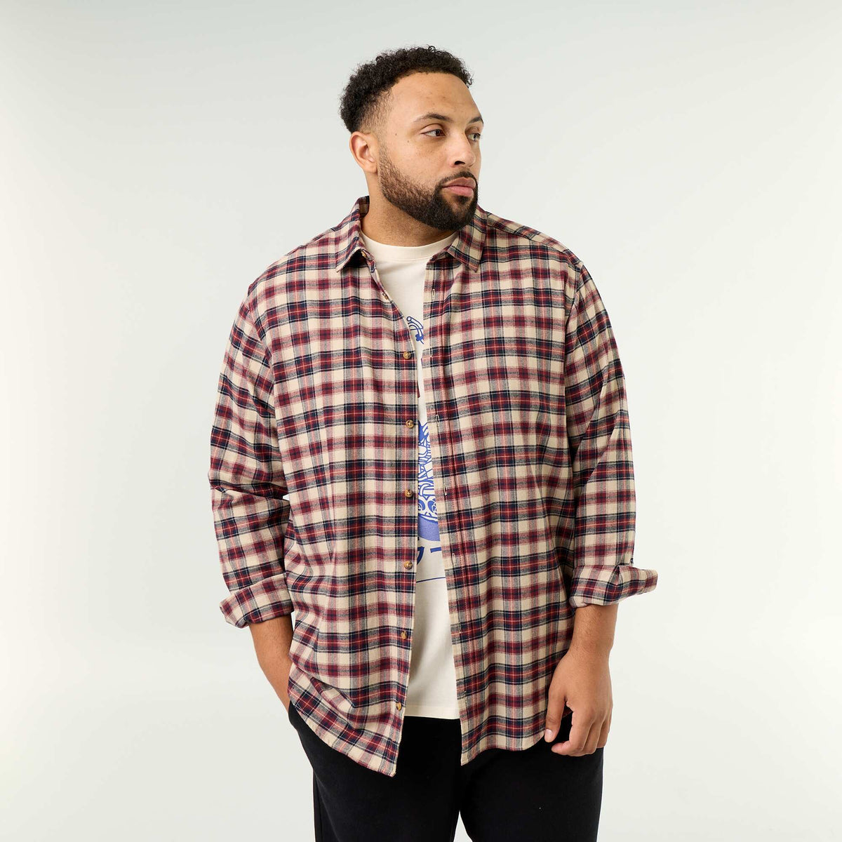 Patterned flannel shirt BROWN