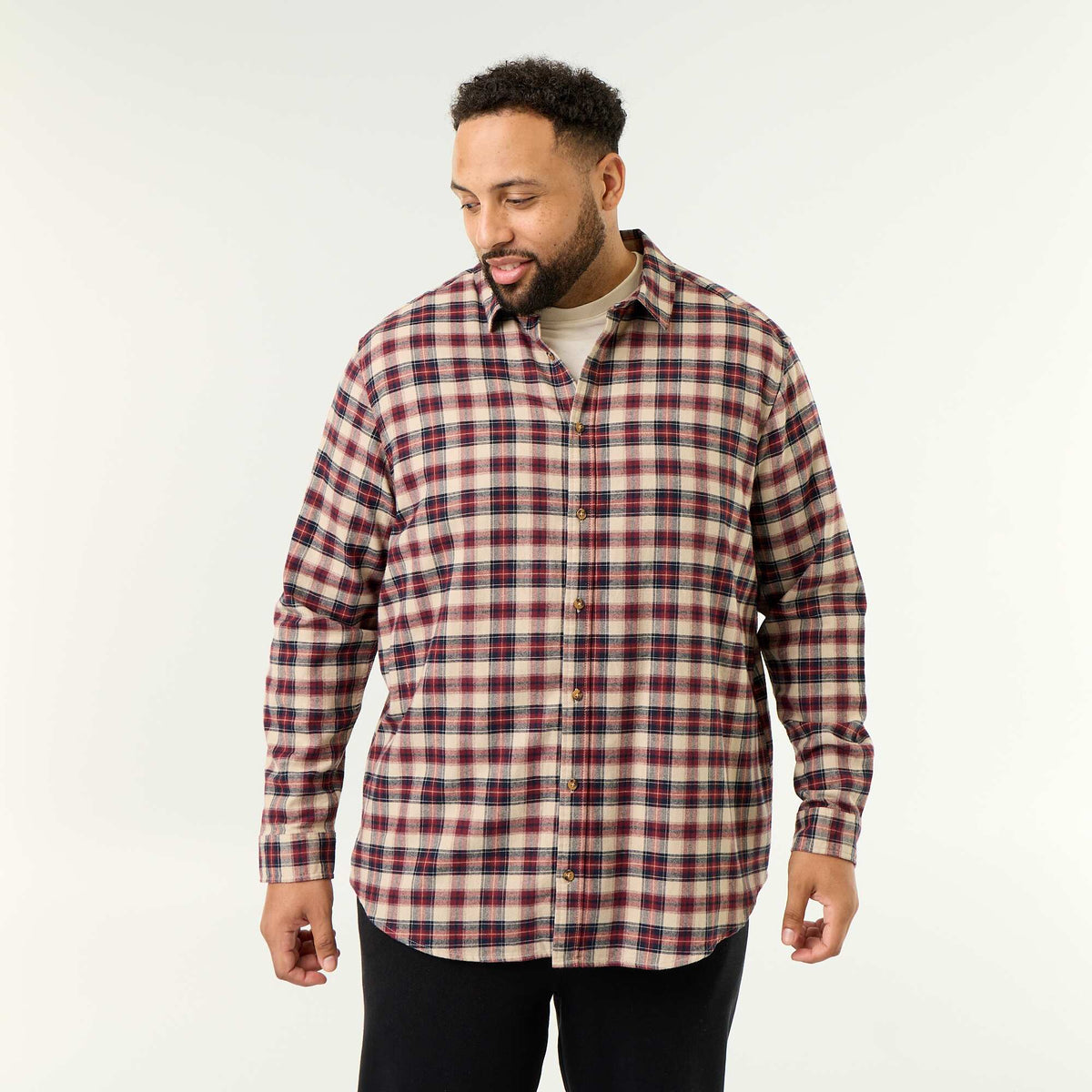 Patterned flannel shirt BROWN