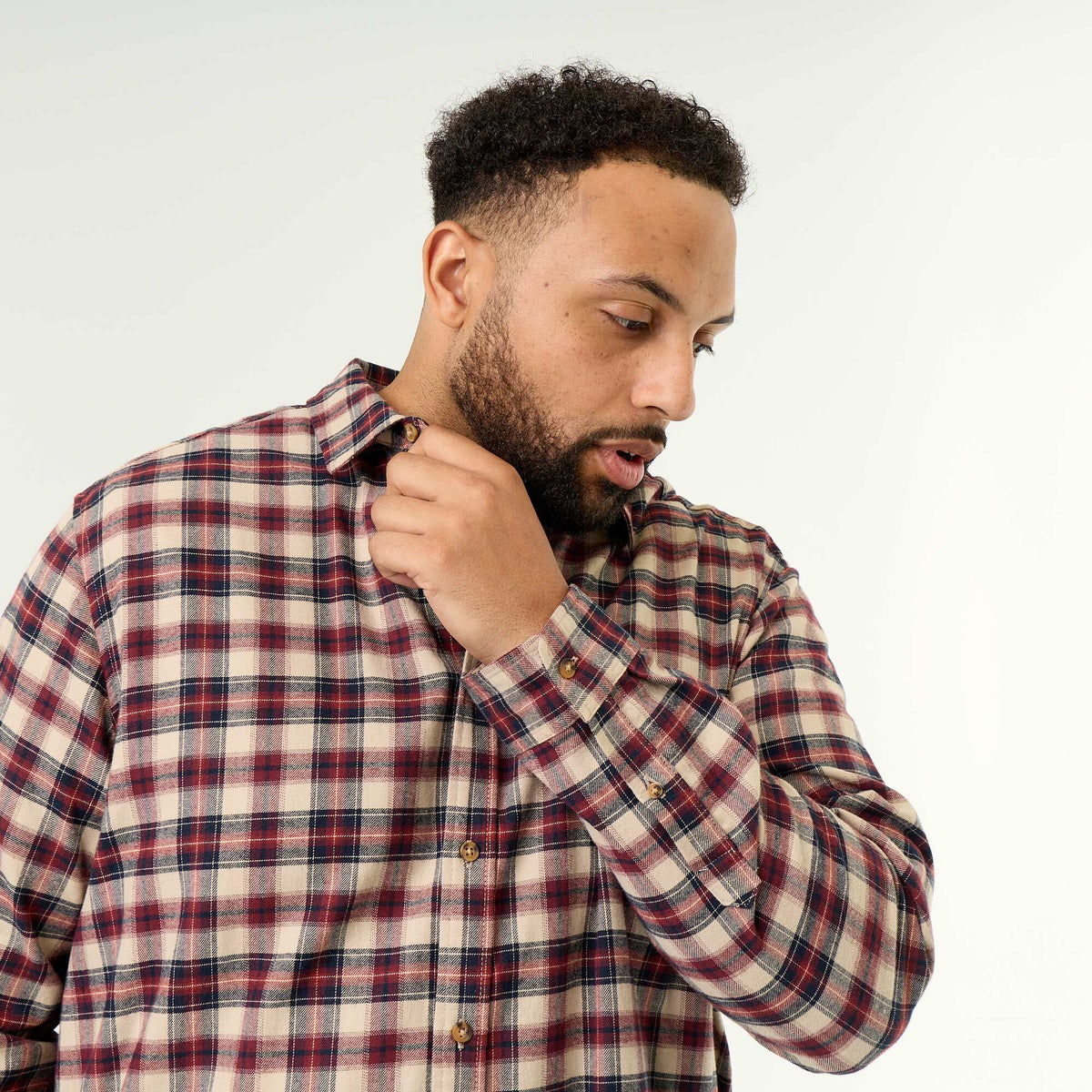Patterned flannel shirt BROWN