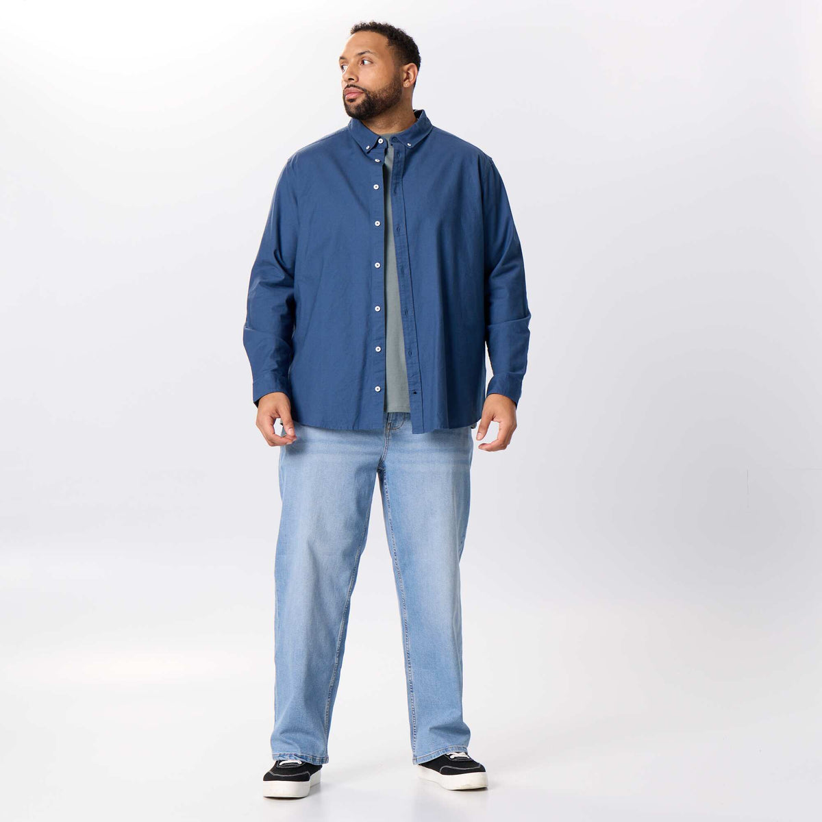 Solid Long-Sleeved Shirt BLUE
