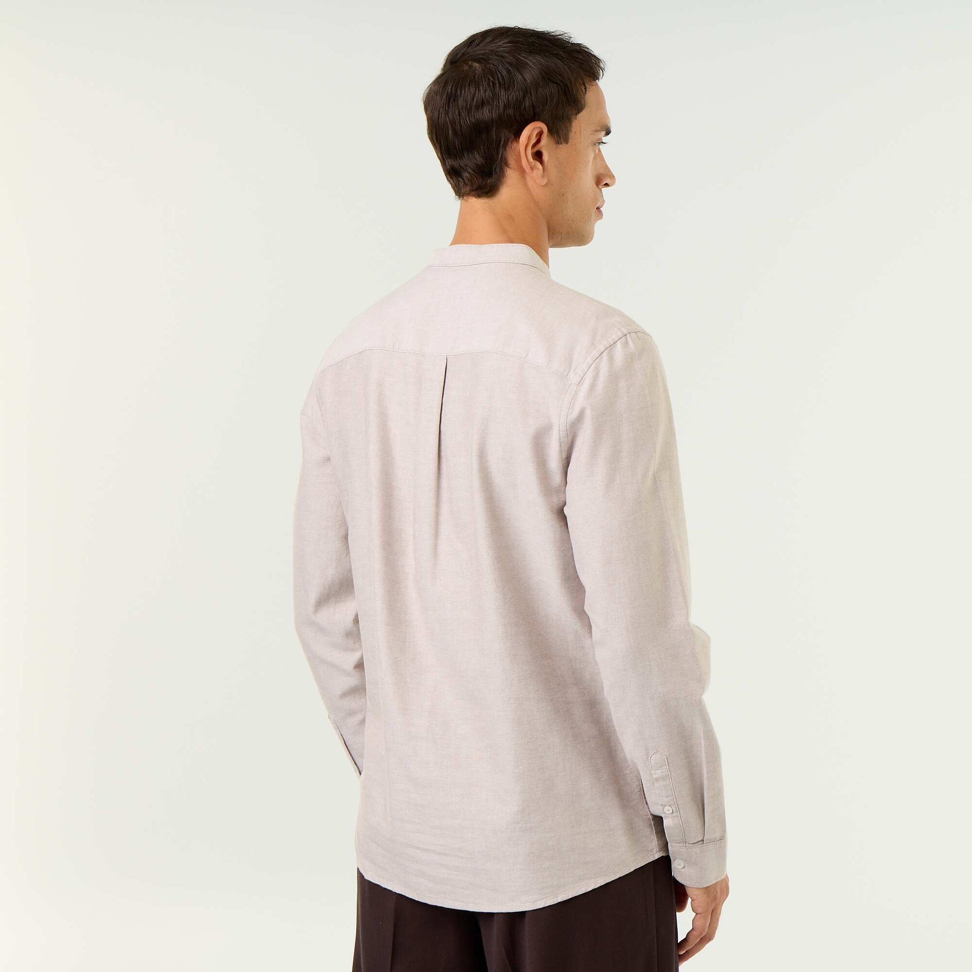 Plain Mao Collar Shirt BEIGE