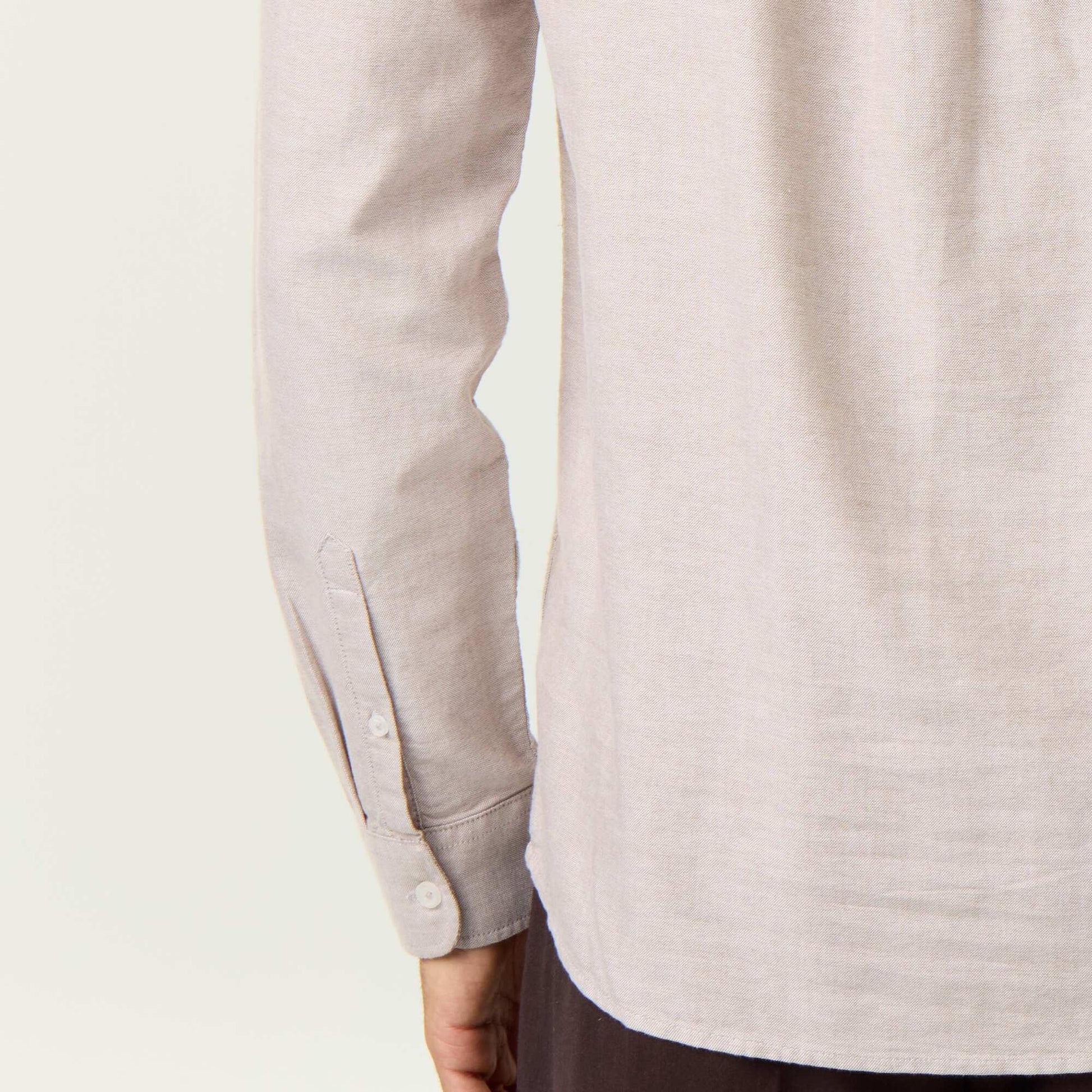 Plain Mao Collar Shirt BEIGE