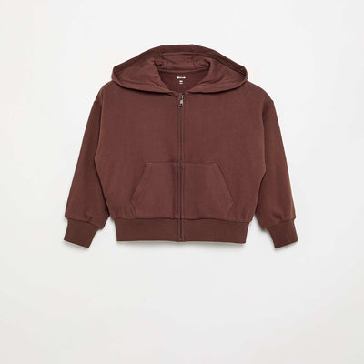 Hooded Zip-Up Sweatshirt BROWN